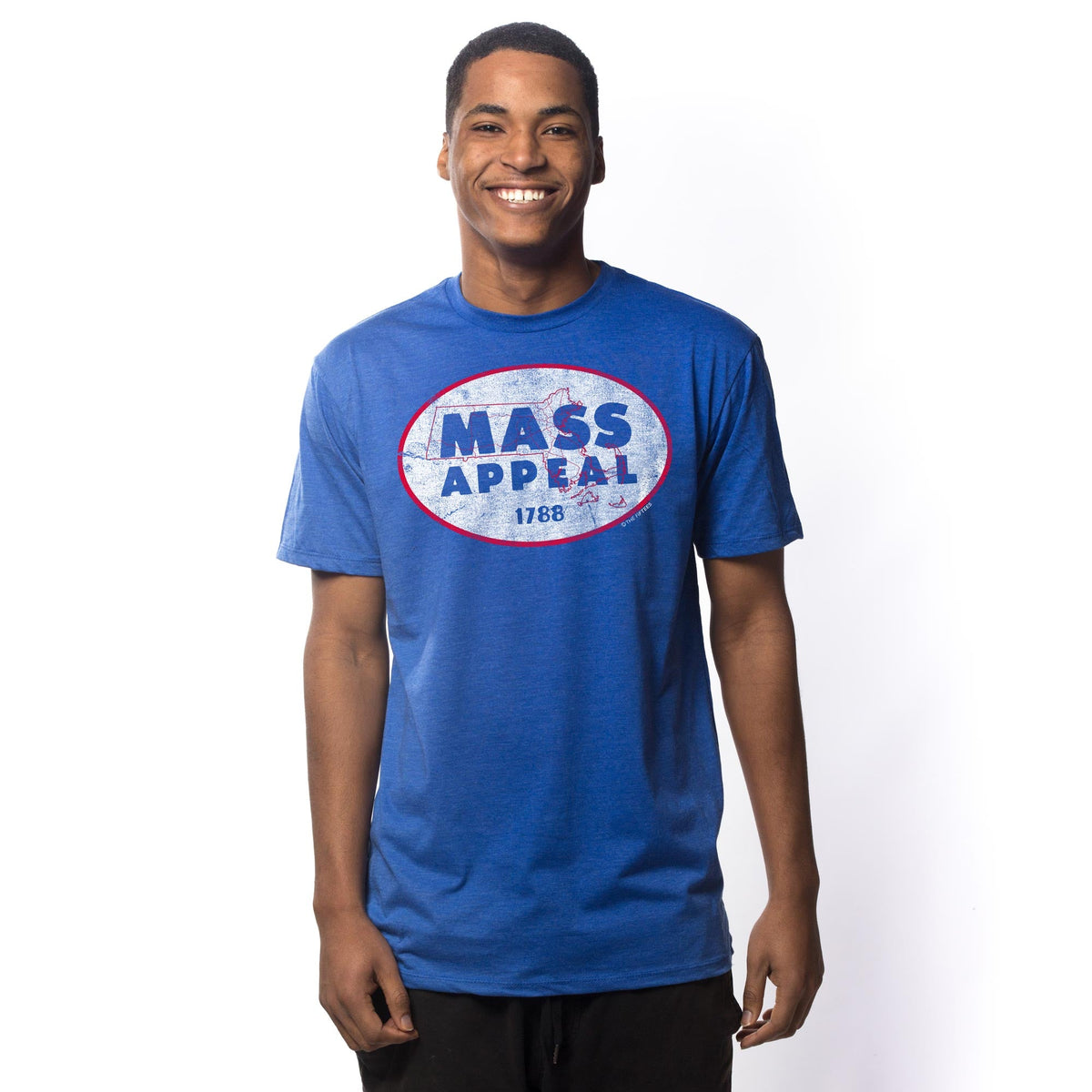 Men's Mass-Appeal Funny Graphic T-Shirt | Vintage Massachusetts Map  Tee on Model | Solid Threads