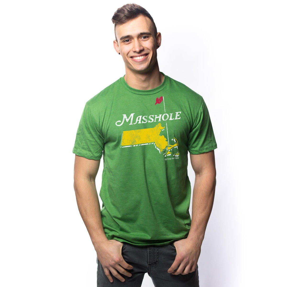 Men's Masshole Funny Graphic T-Shirt | Vintage Massachusetts Sports  Tee on Model | Solid Threads