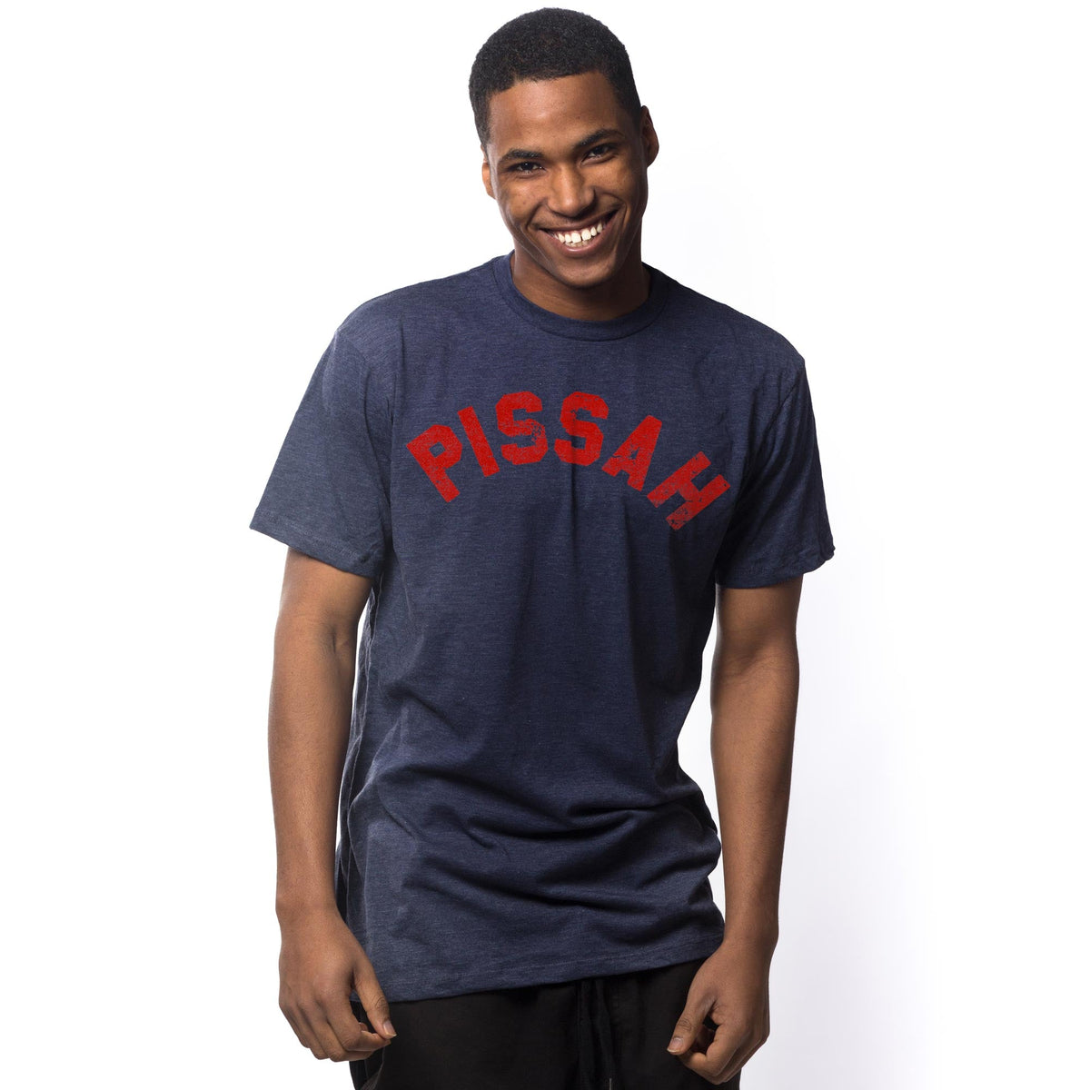 Men's Pissah Funny Graphic T-Shirt | Vintage Massachusetts Boston  Tee on Model | Solid Threads