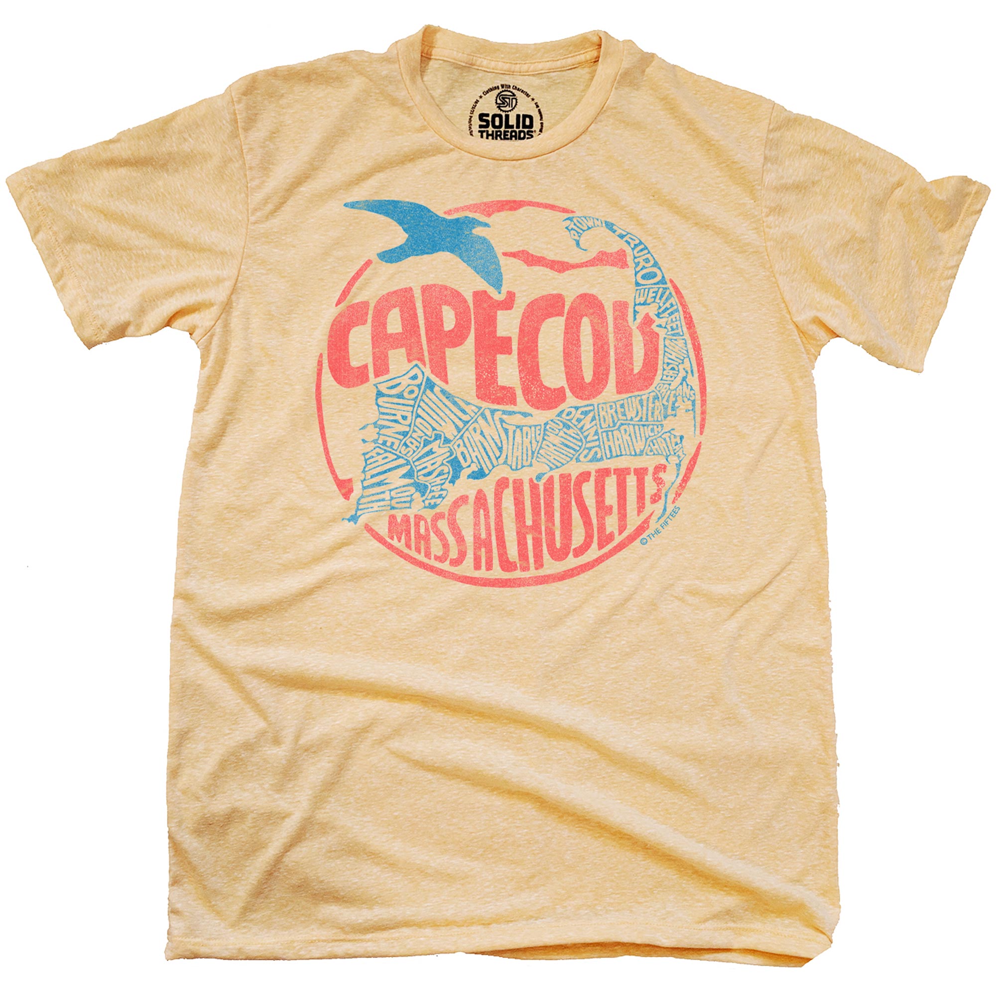 Men's Cape-Cod-Map Cool Graphic T-Shirt | Vintage Massachusetts Beach  Tee | Solid Threads