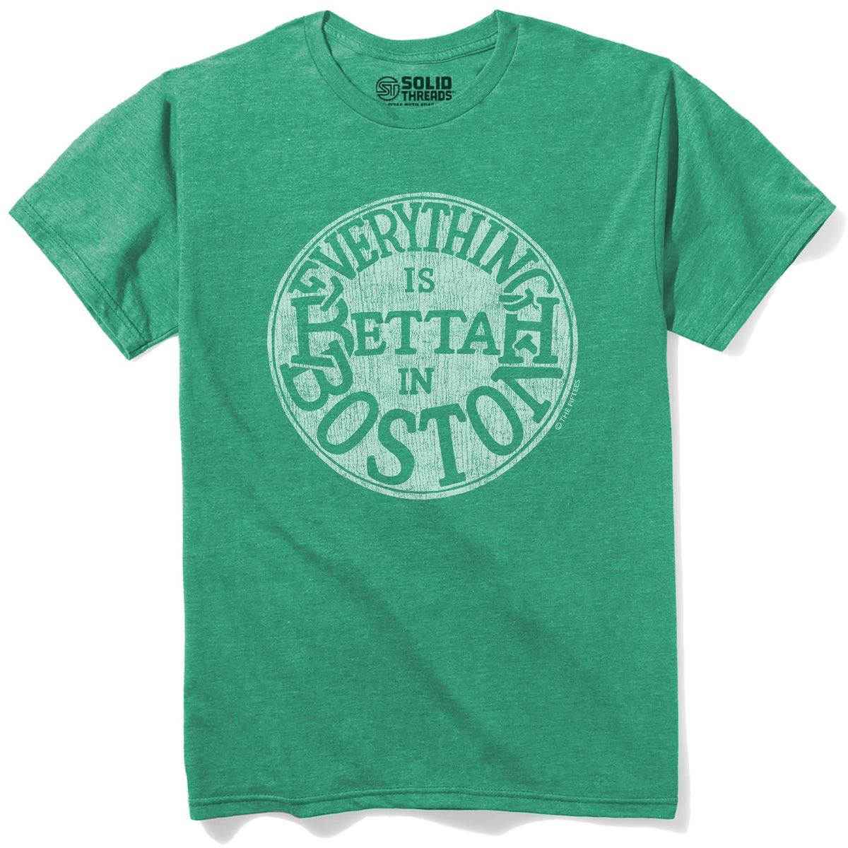 Bettah In Boston Funny Staple T-shirt in Kelly Heather - Front View