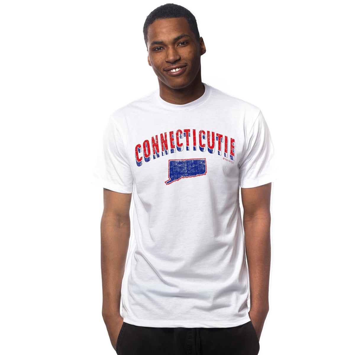 Men's Connecticutie Funny Graphic T-Shirt | Vintage CT Pun  Tee on Model | Solid Threads