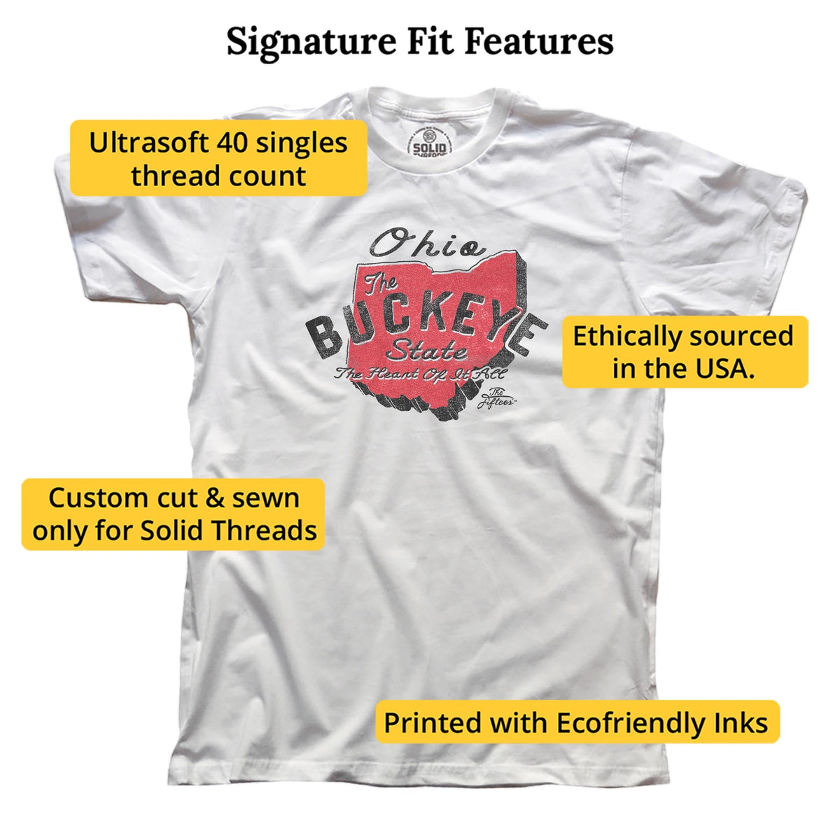 The Buckeye State Cool Signature T-shirt in White - Fit Attributes