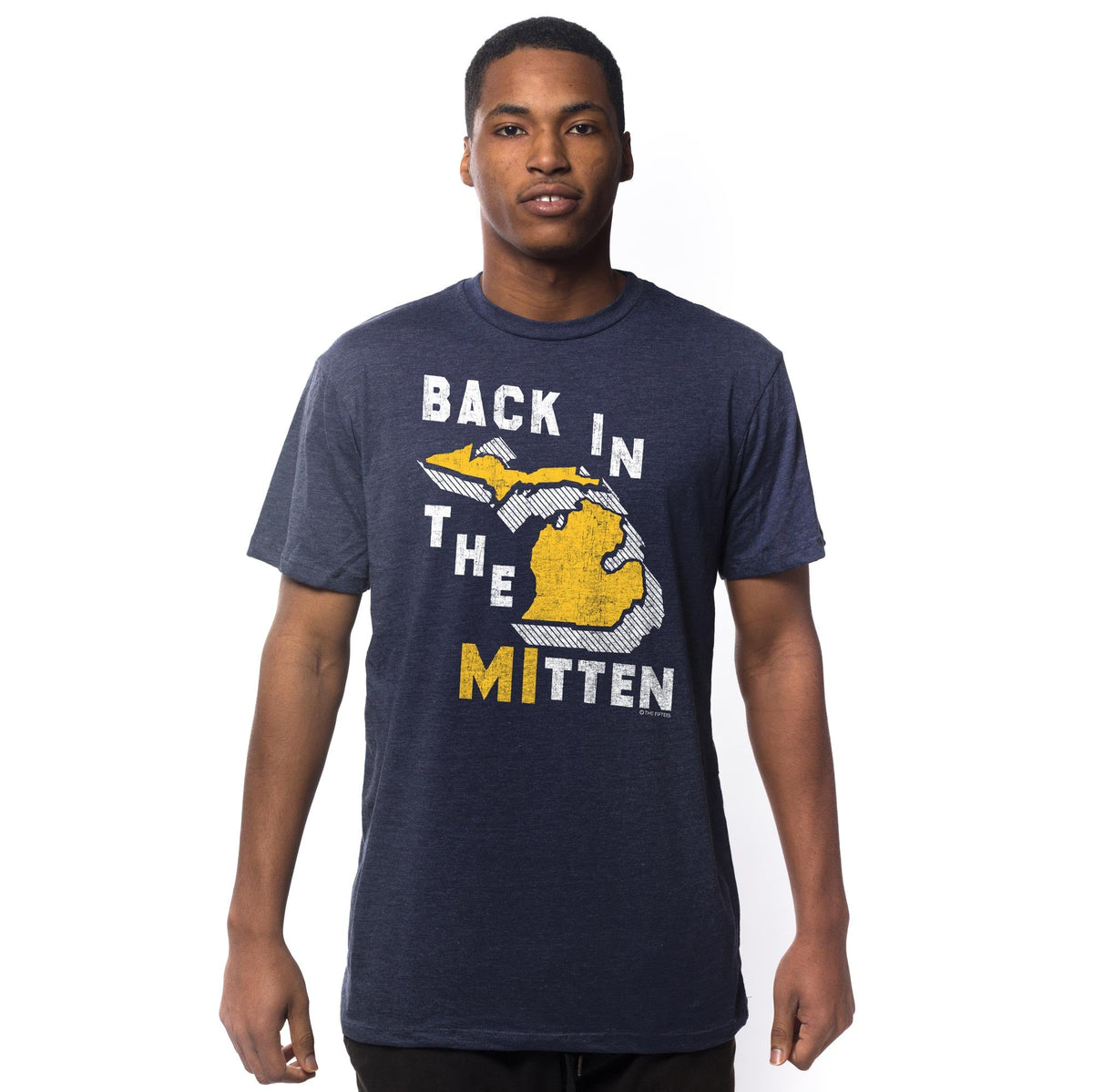 Men's Back In The Mitten Funny Graphic T-Shirt | Vintage Michigan State  Tee on Model | Solid Threads