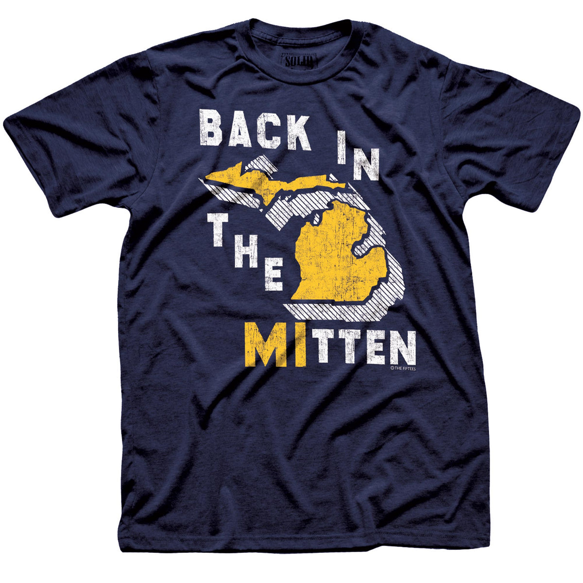 Men&#39;s Back In The Mitten Funny Graphic T-Shirt | Vintage Michigan State  Tee | Solid Threads