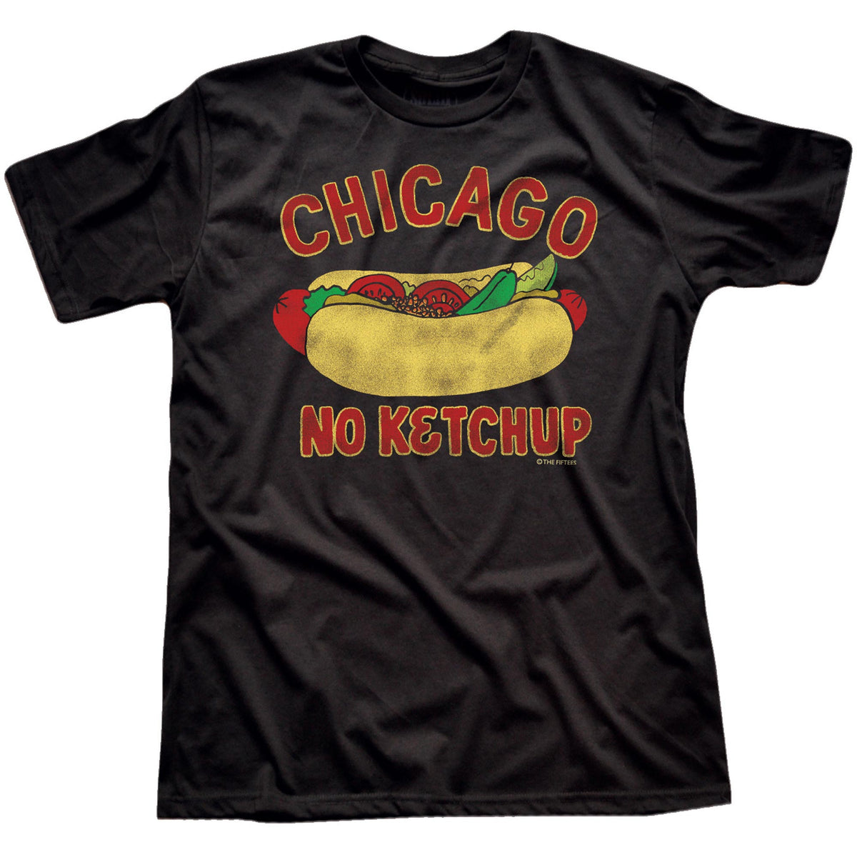 Men&#39;s Chicago No Ketchup Funny Graphic T-Shirt | Vintage Illinois Hot Dog  Tee | Solid Threads