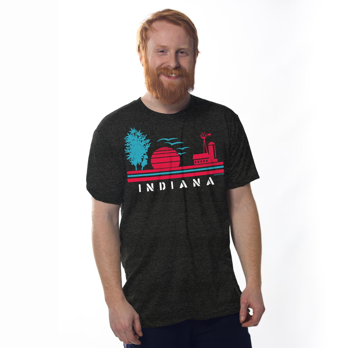 Men's Indiana-Farm Cool Graphic T-Shirt | Vintage Country Farming  Tee on Model | Solid Threads