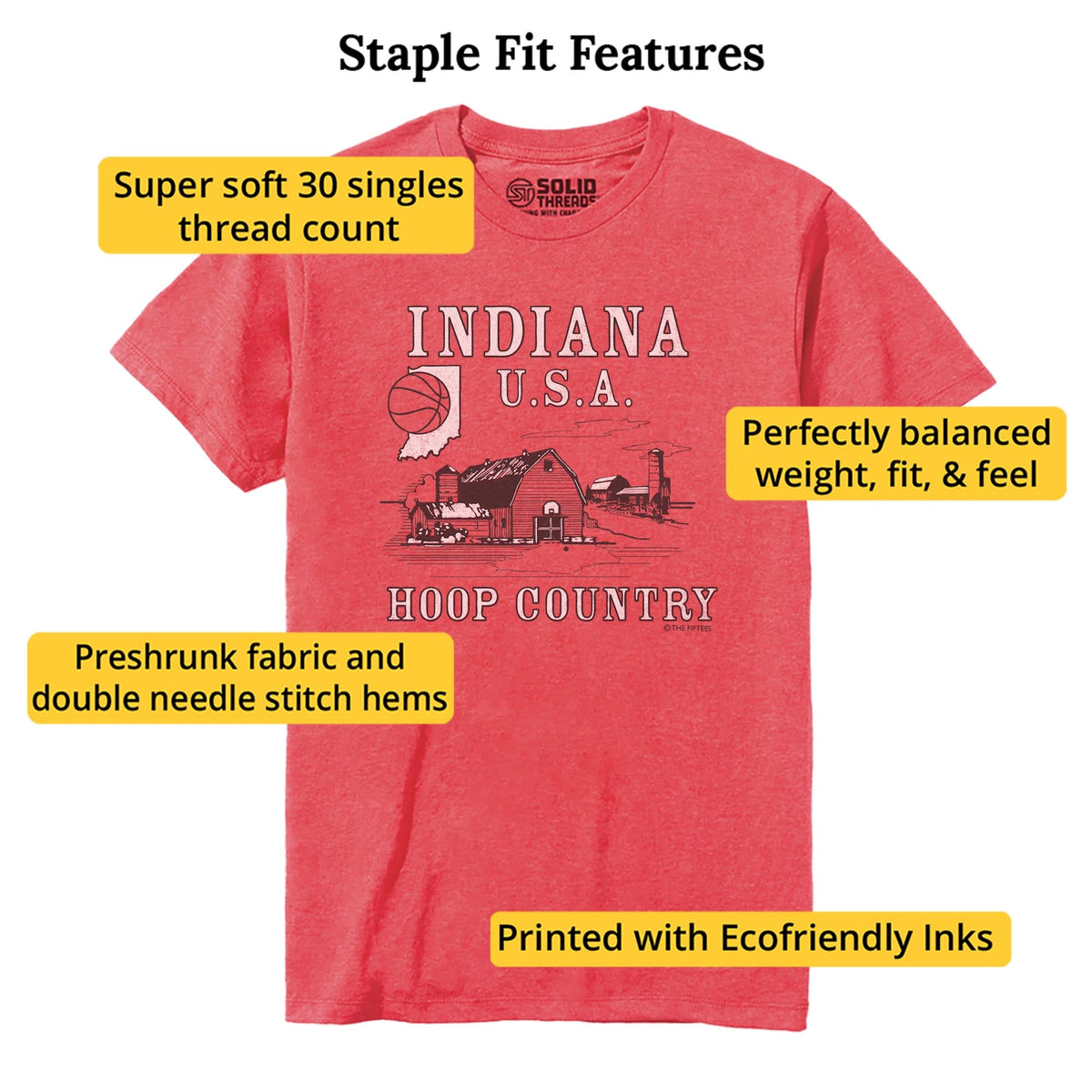 Hoop Country Cool Staple T-shirt in Red Heather - Fit Attributes
