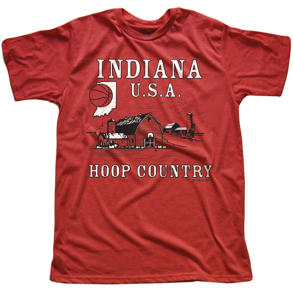 Men&#39;s Hoop Country Cool Graphic T-Shirt | Vintage Indiana Basketball  Tee | Solid Threads