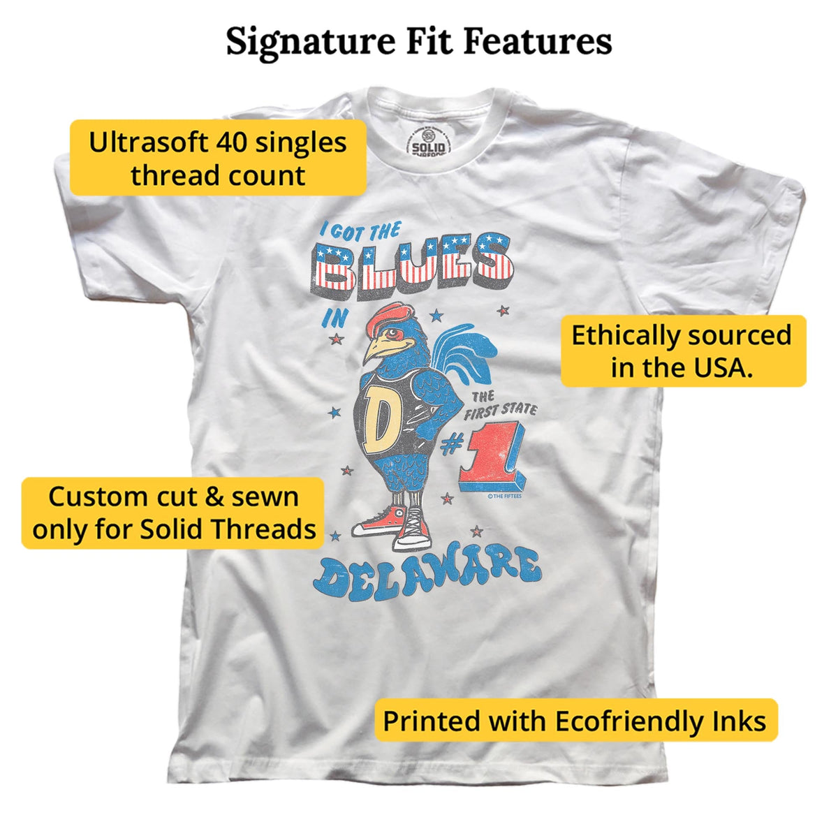 I Got The Blues Cool Signature T-shirt in White - Fit Attributes