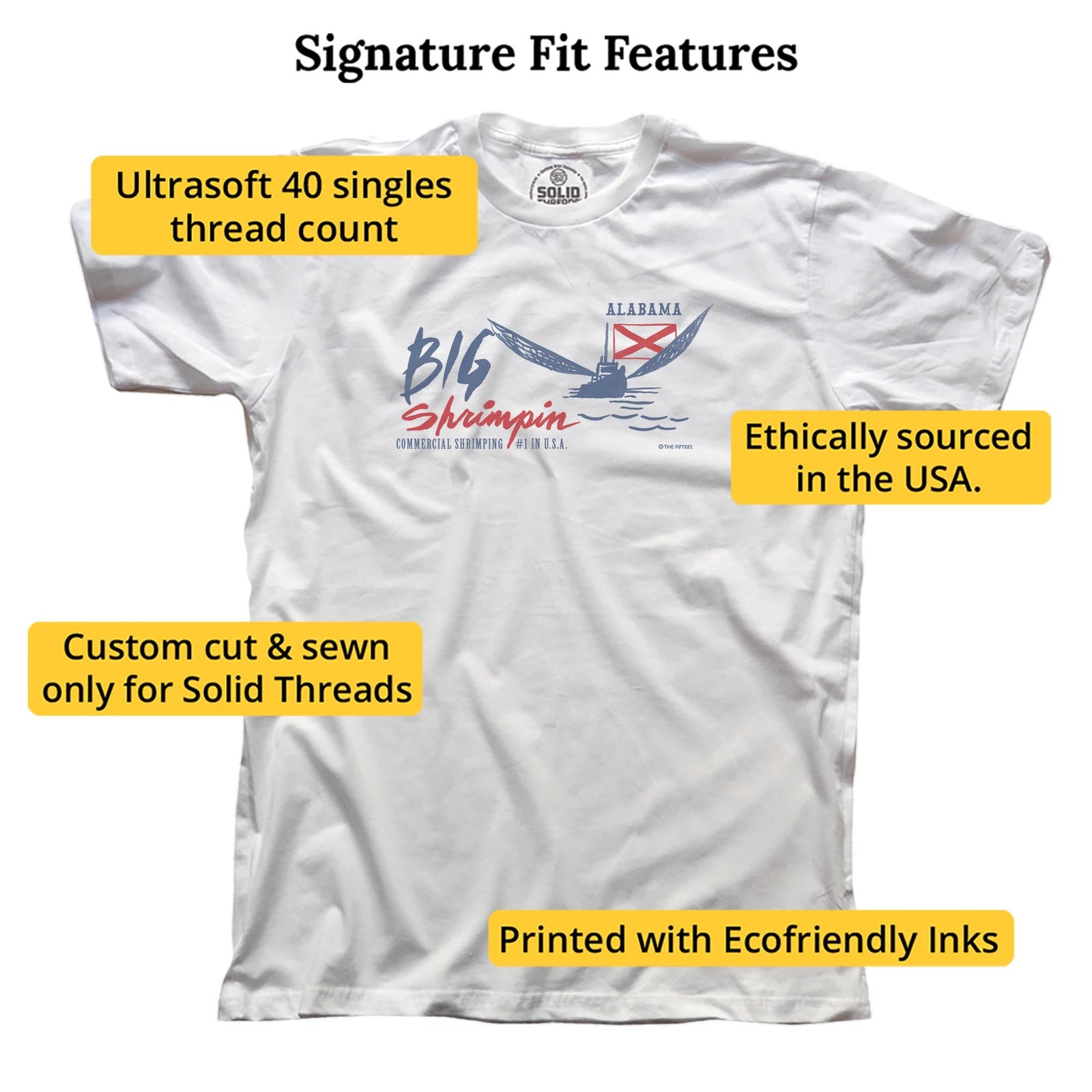 Big Shrimpin' Cool Signature T-shirt in White - Fit Attributes
