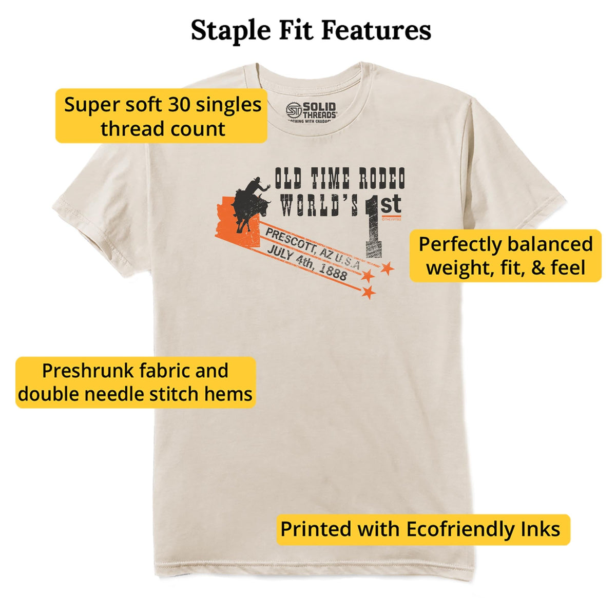 Old Time Rodeo Cool Staple T-shirt in Natural - Fit Attributes