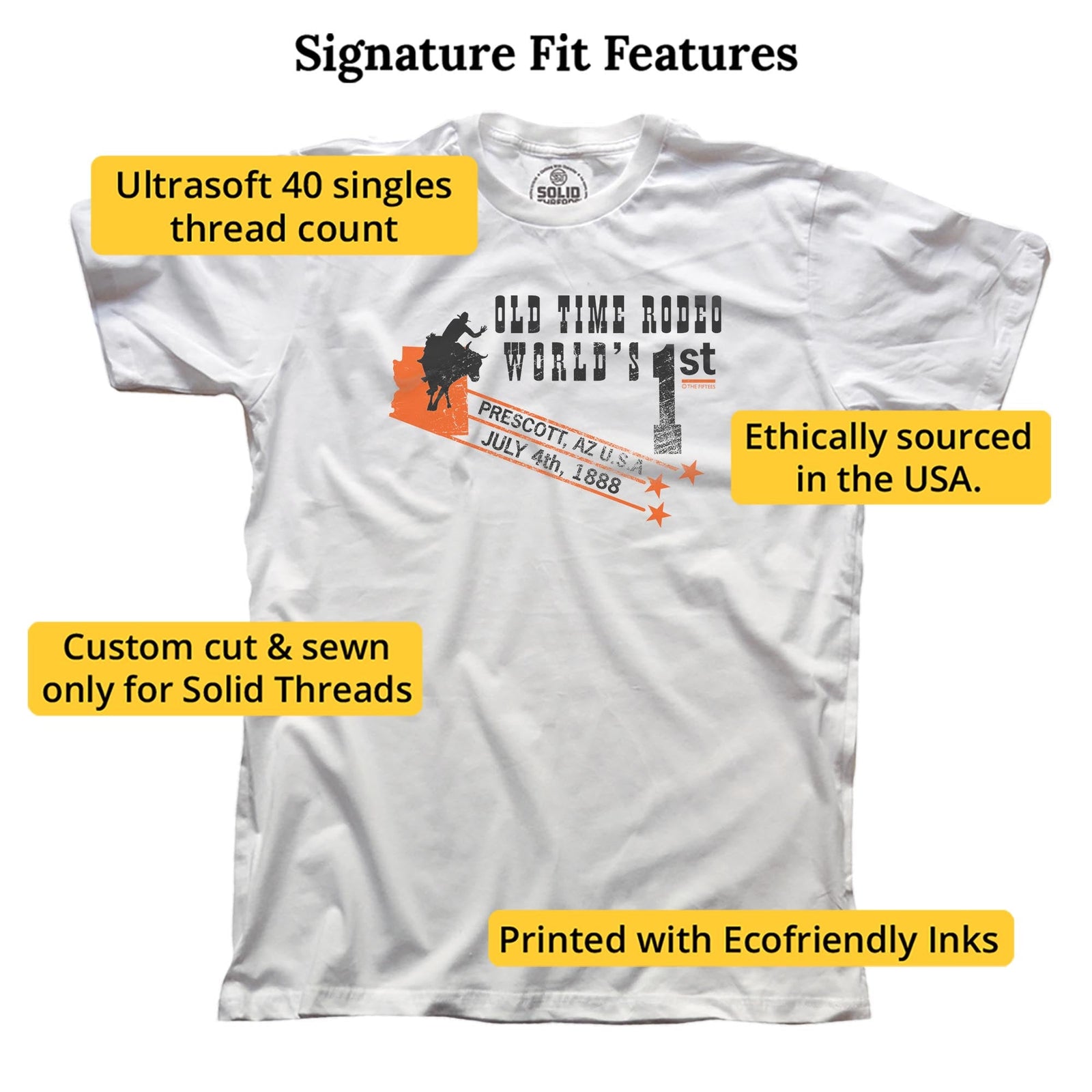 Old Time Rodeo Cool Signature T-shirt in White - Fit Attributes