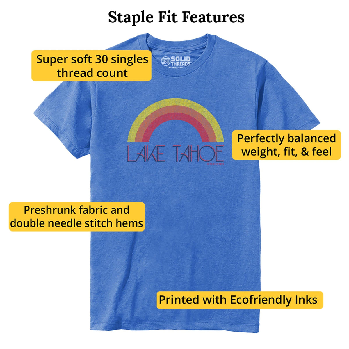 Lake Tahoe Cool Staple T-shirt in Royal Heather - Fit Attributes