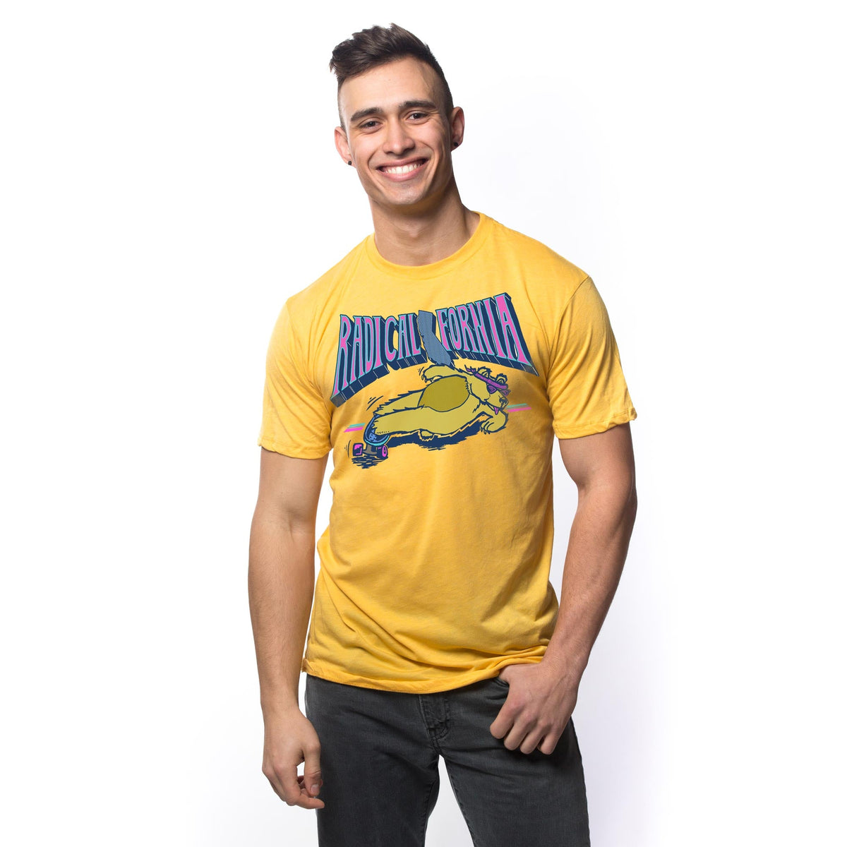 Men's Radicalifornia Funny Graphic T-Shirt | Vintage Ca Skateboarding  Tee on Model | Solid Threads