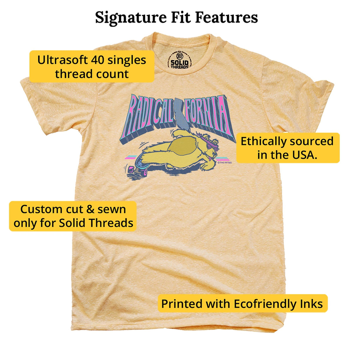 Radicalifornia Funny Signature T-shirt in Triblend Gold - Fit Attributes