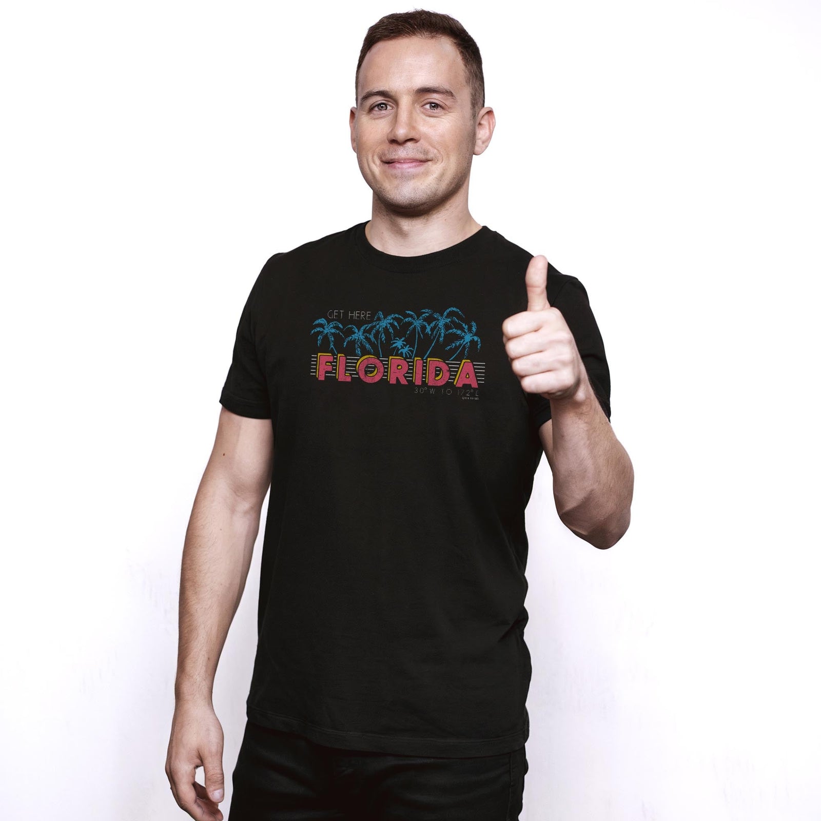 Get Here Cool Staple T-shirt in Black On Model - Front View
