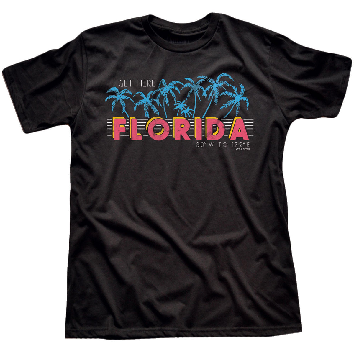 Men&#39;s Get Here Cool Graphic T-Shirt | Vintage Florida Palms Tee | Solid Threads