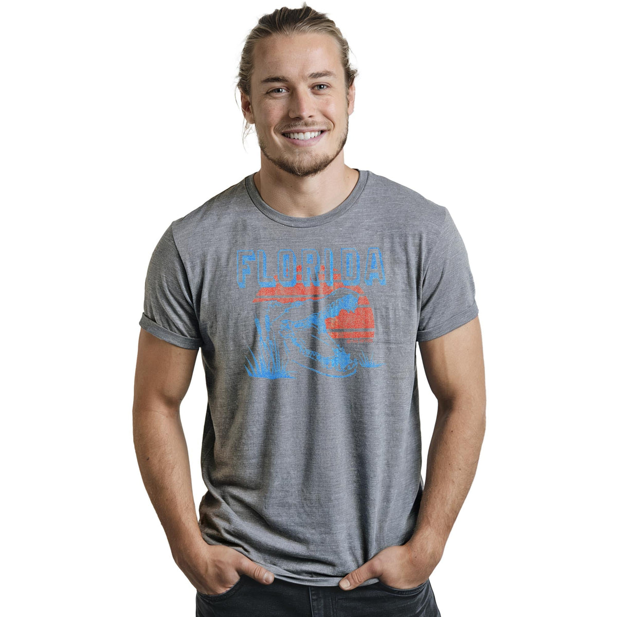 Swamp Bit Cool Staple T-shirt in Ash Heather On Model - Front View