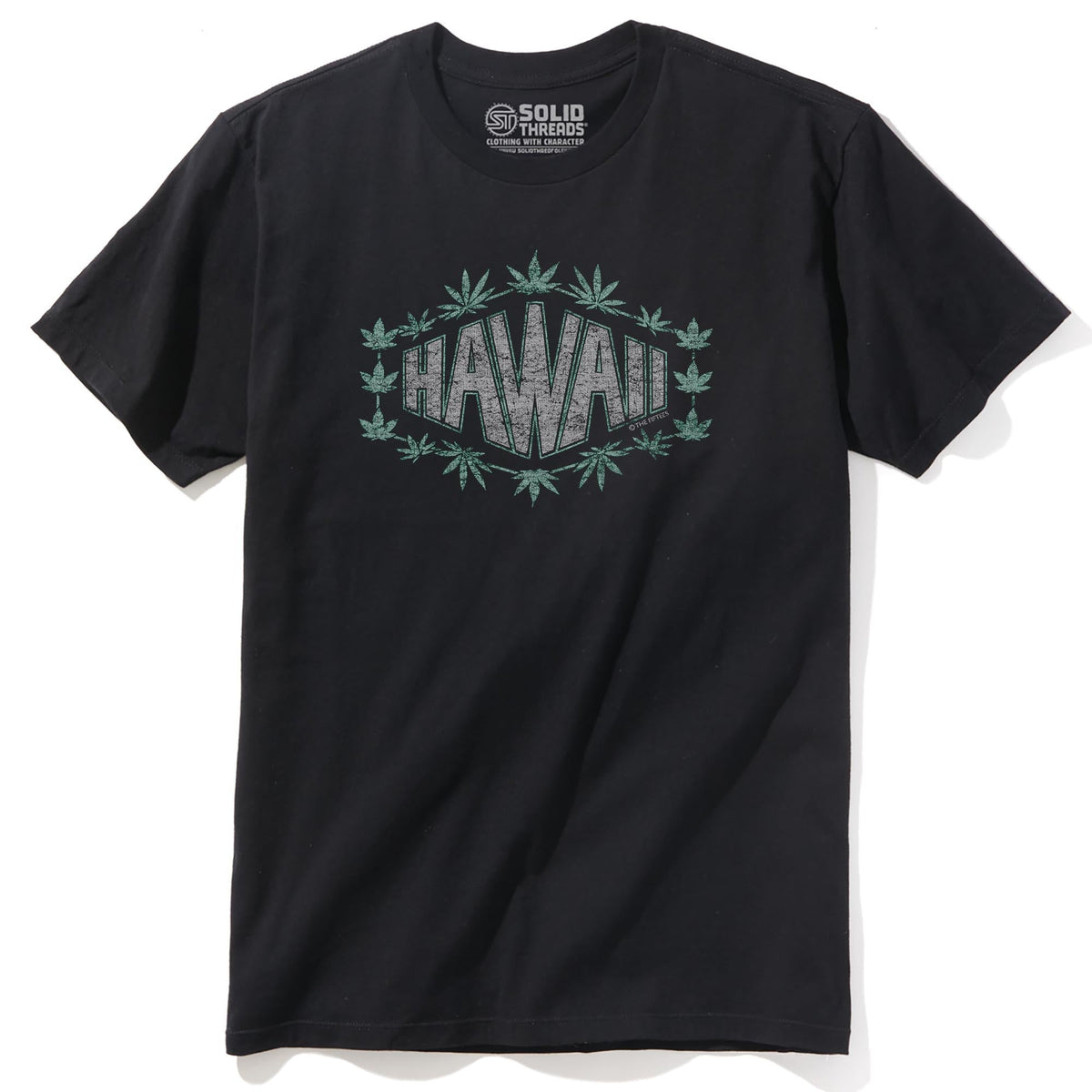 Hawaii Cannabis Cool Staple T-shirt in Black - Front View