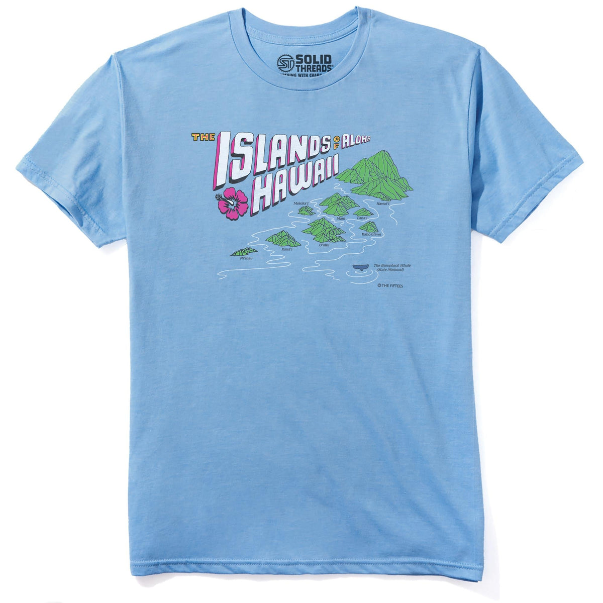 Islands Of Aloha Cool Staple T-shirt in Light Blue Heather - Front View