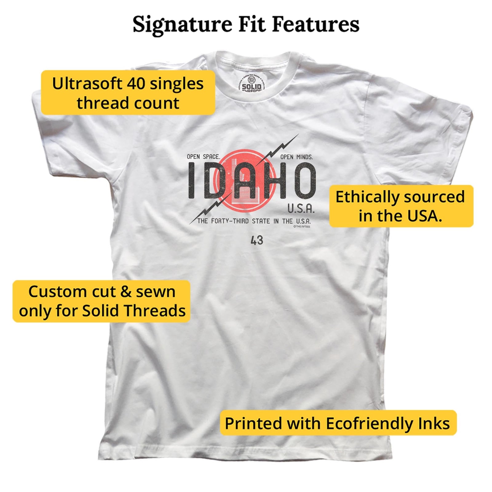 Idaho Open Space Cool Signature T-shirt in White - Fit Attributes