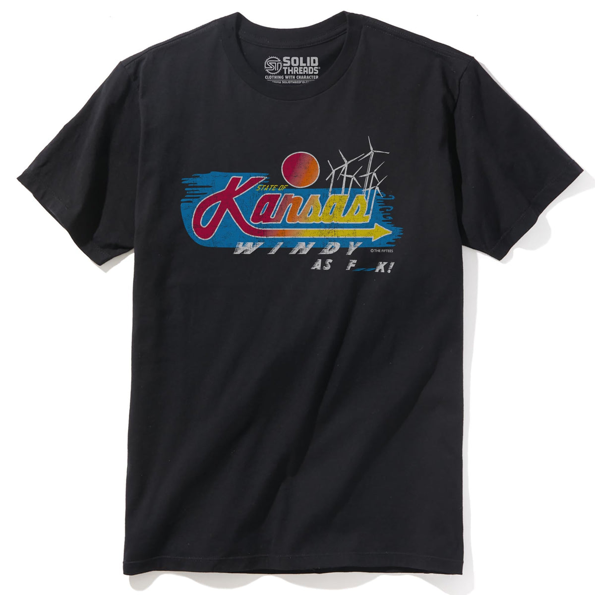 Windy Af Funny Staple T-shirt in Black - Front View