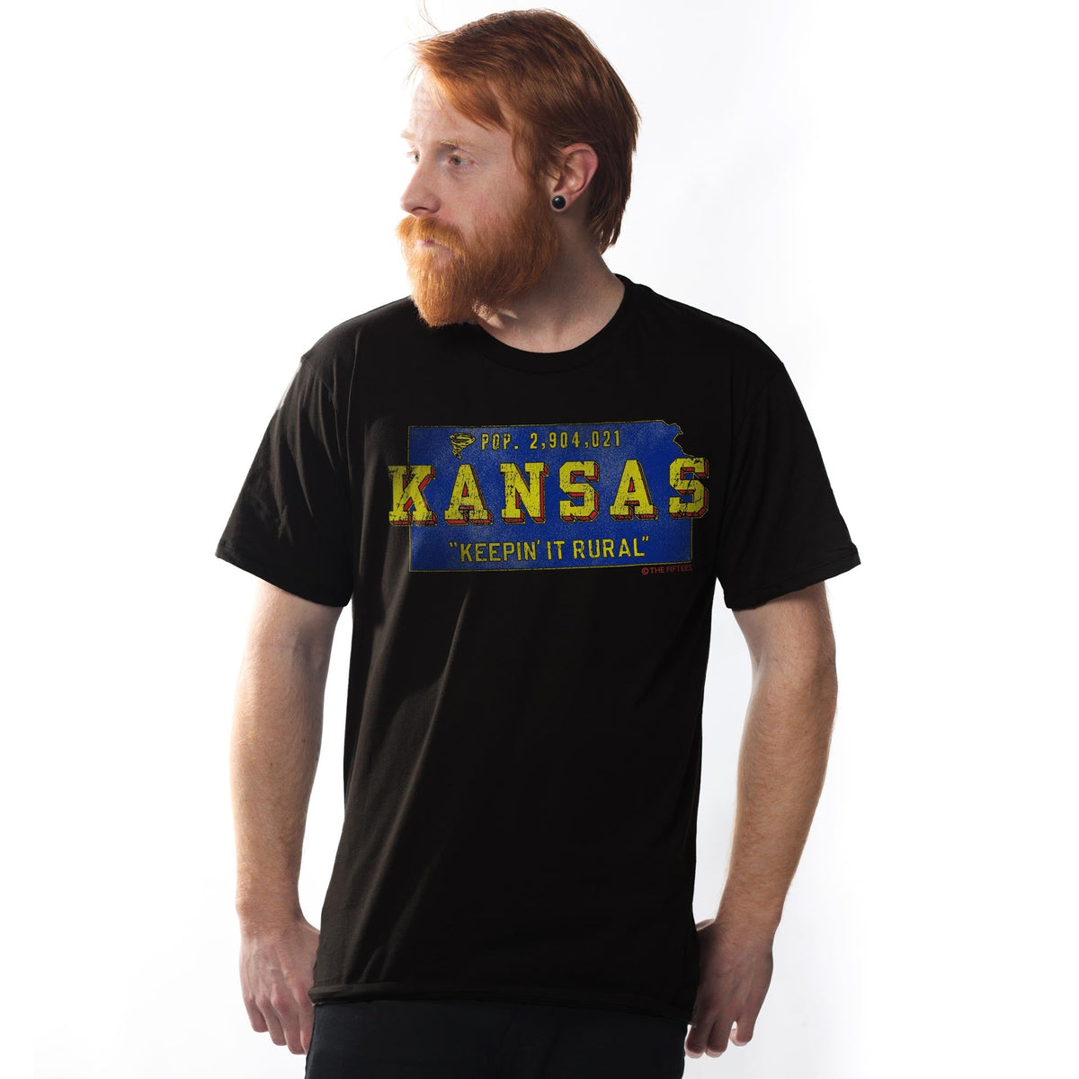 Men's Keep-It-Rural Funny Graphic T-Shirt | Vintage Kansas Country  Tee on Model | Solid Threads