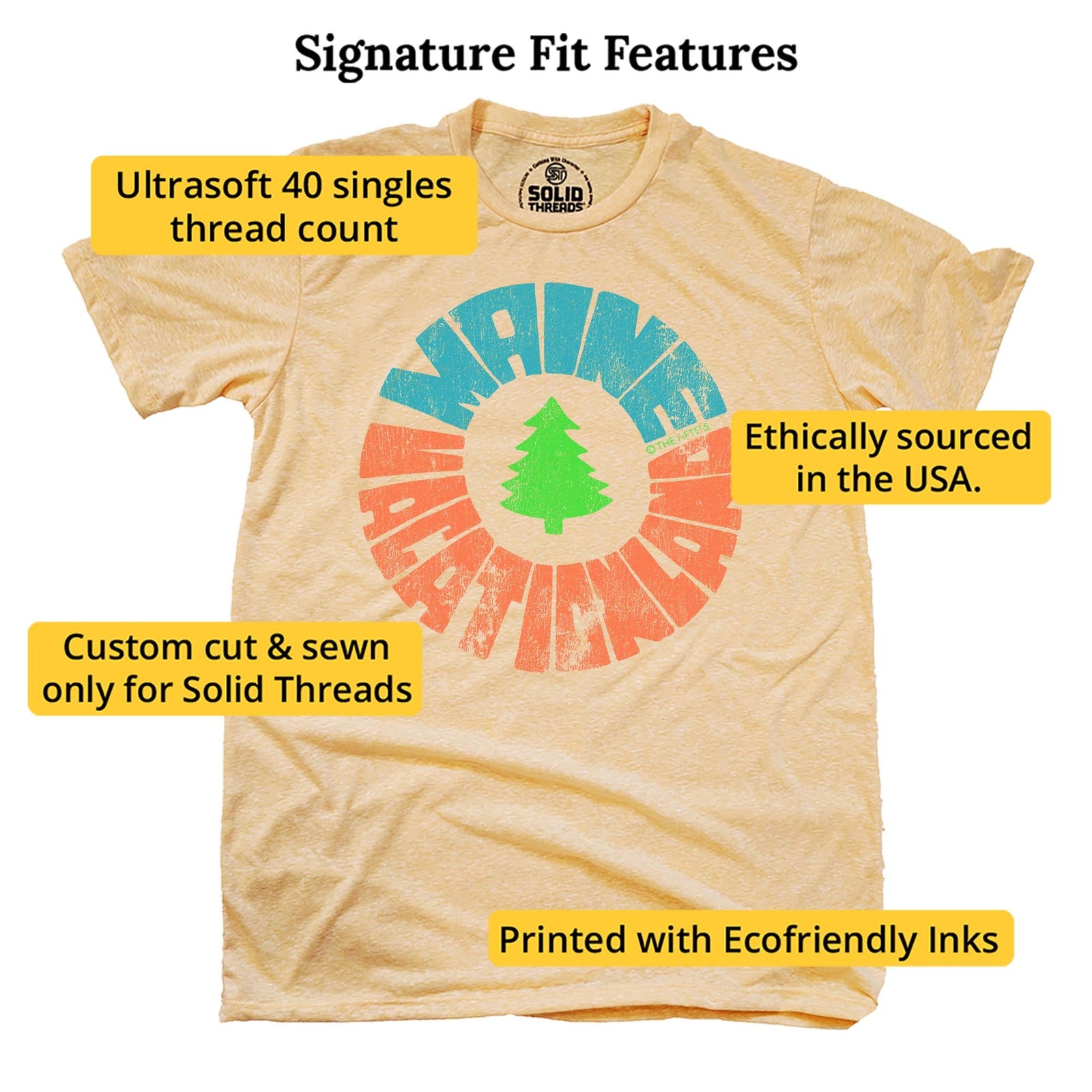 Vacation Land Cool Signature T-shirt in Triblend Gold - Fit Attributes