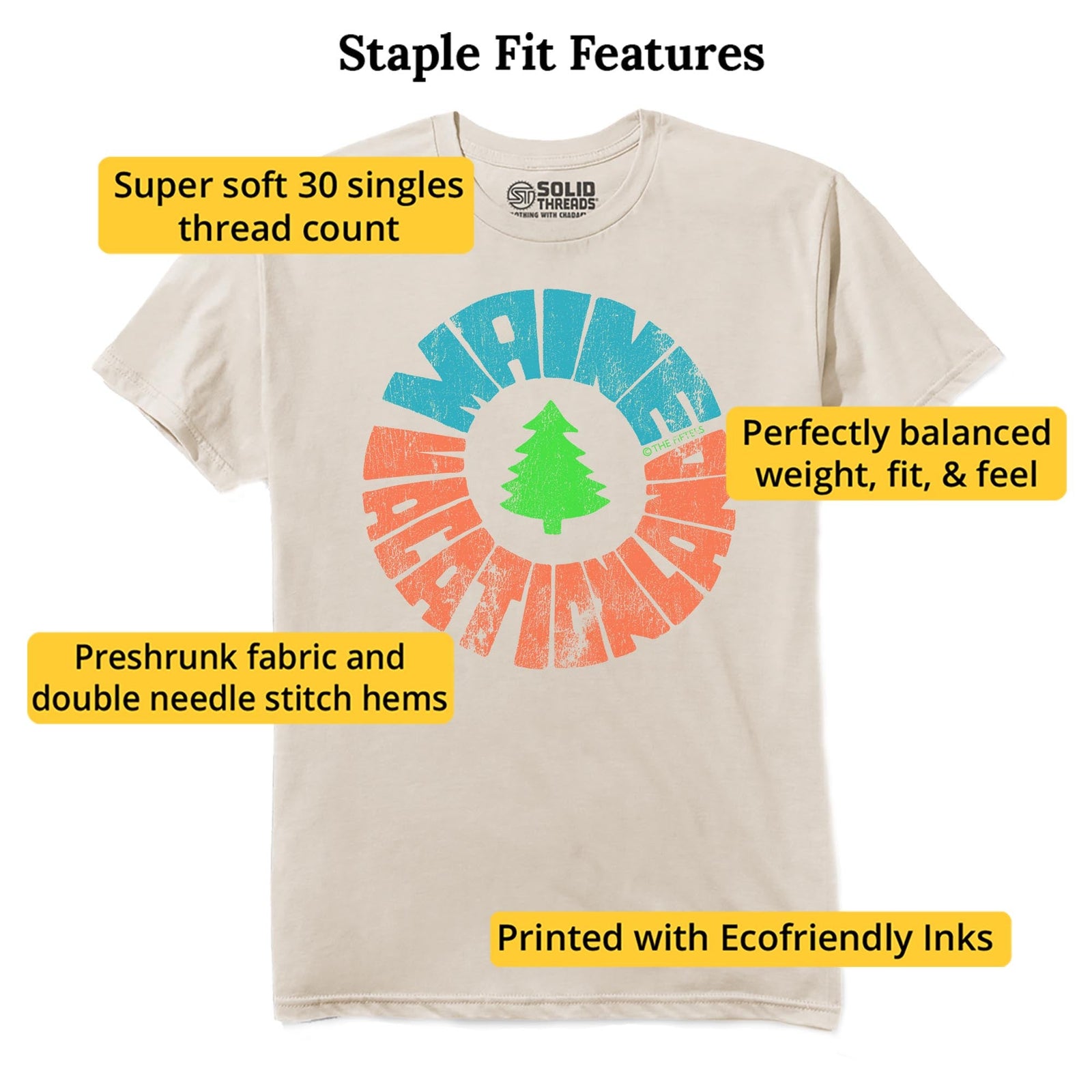 Vacation Land Cool Staple T-shirt in Natural - Fit Attributes