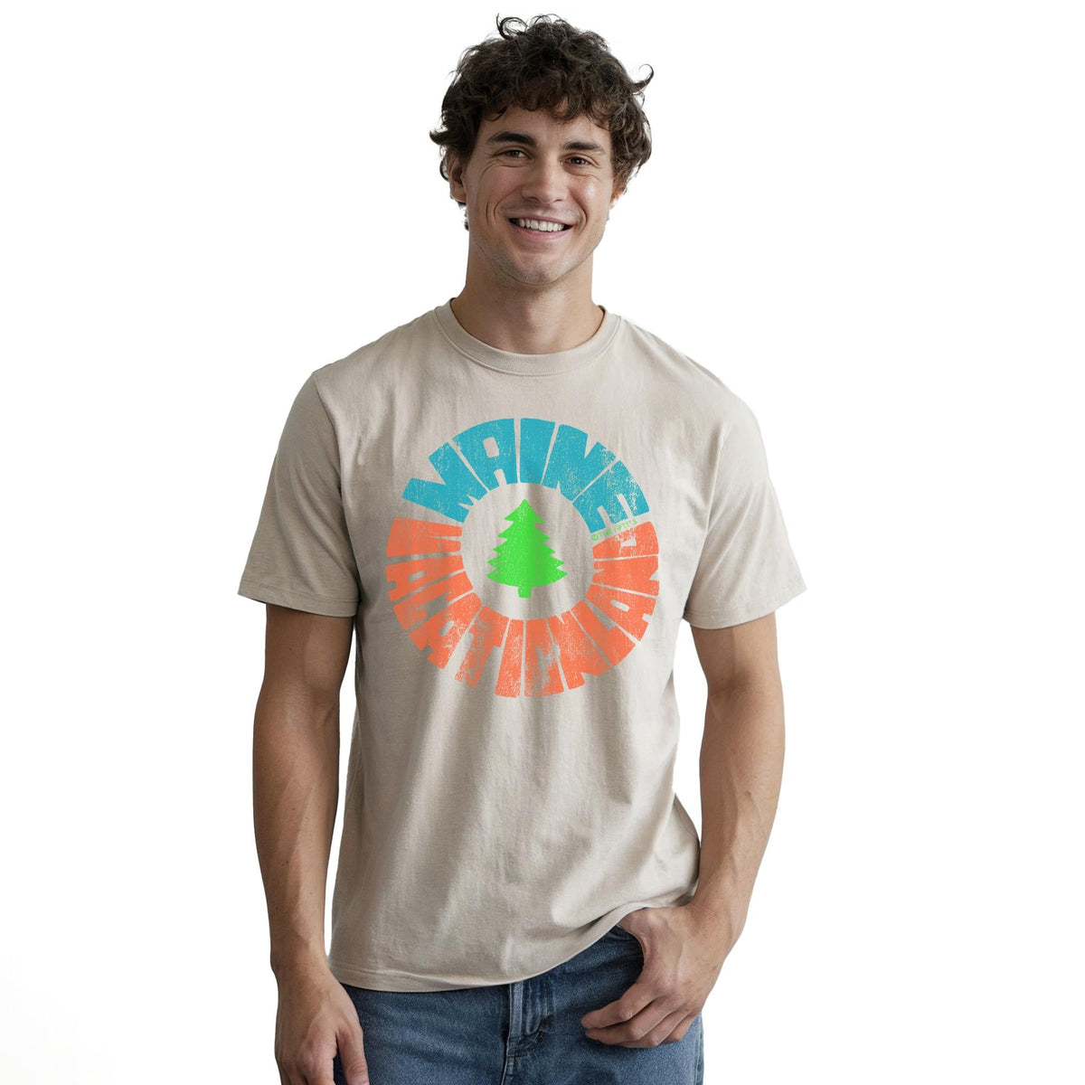 Vacation Land Cool Staple T-shirt in Natural On Model - Front View
