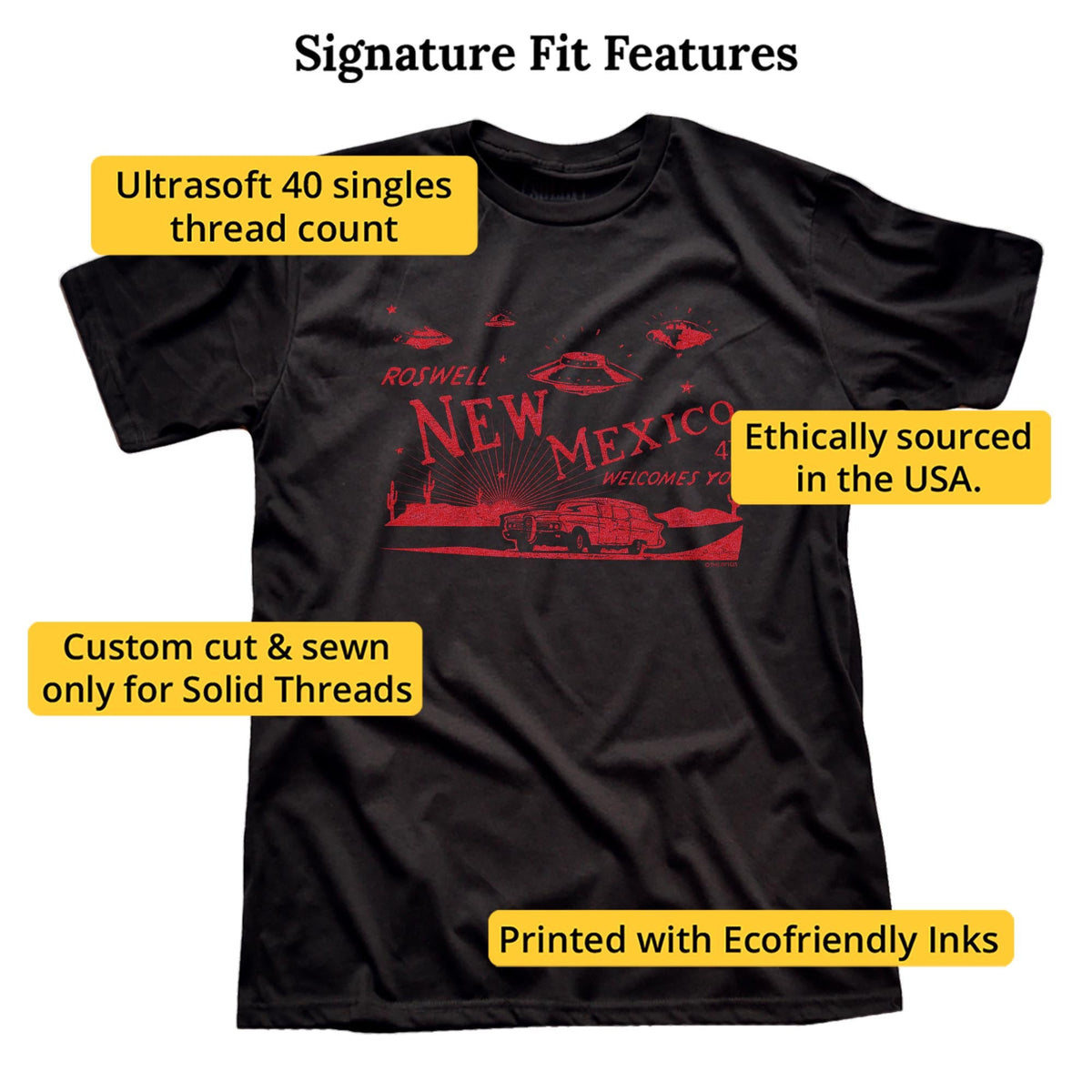 Welcome To New Mexico Cool Signature T-shirt in Black - Fit Attributes