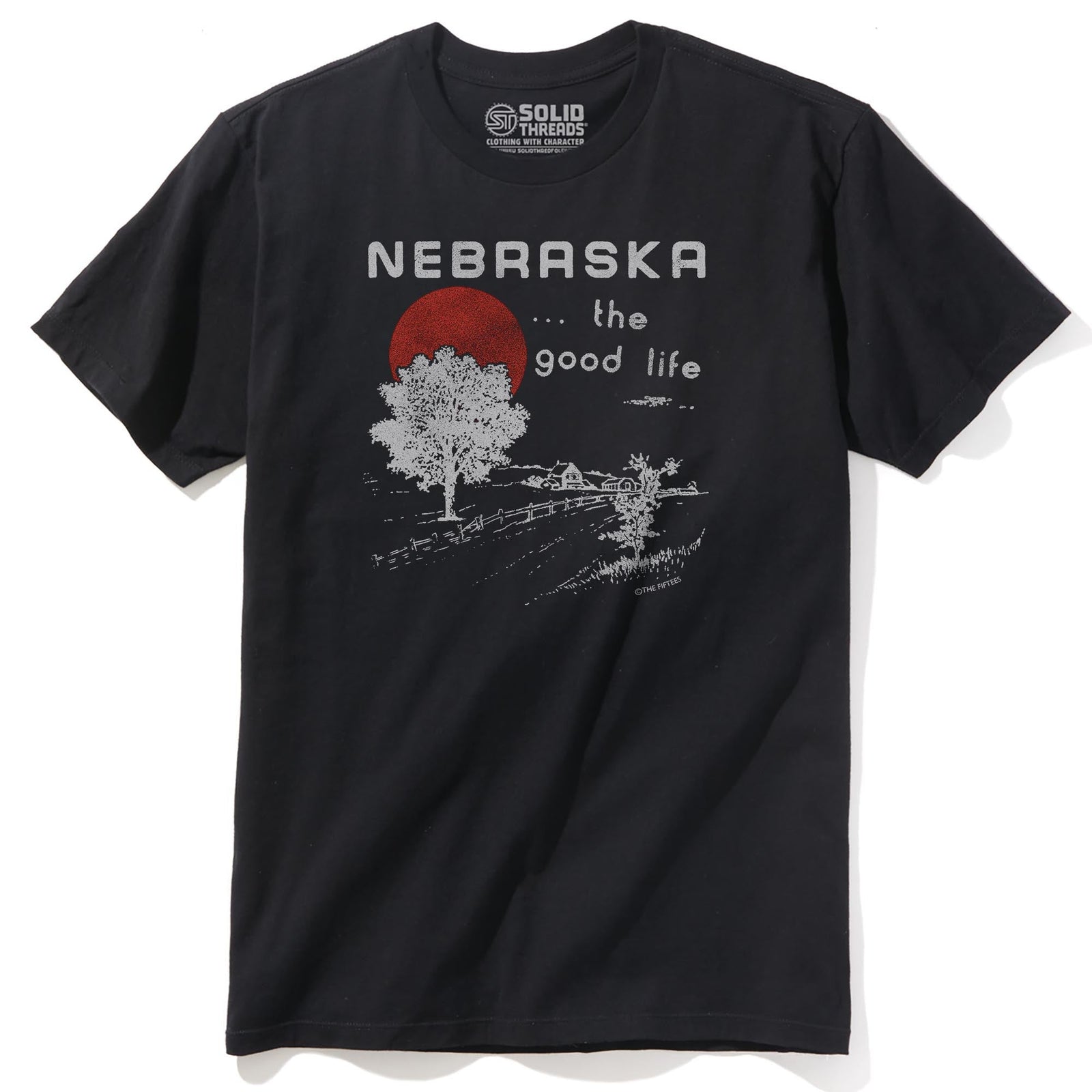 Nebraska Good Life Cool Staple T-shirt in Black - Front View