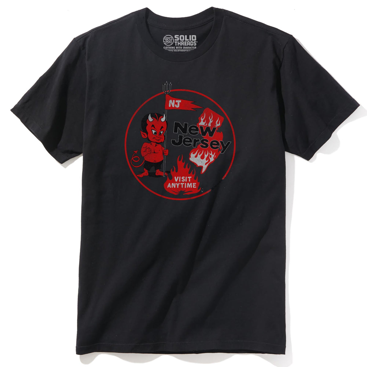 Visit New Jersey Funny Staple T-shirt in Black - Front View