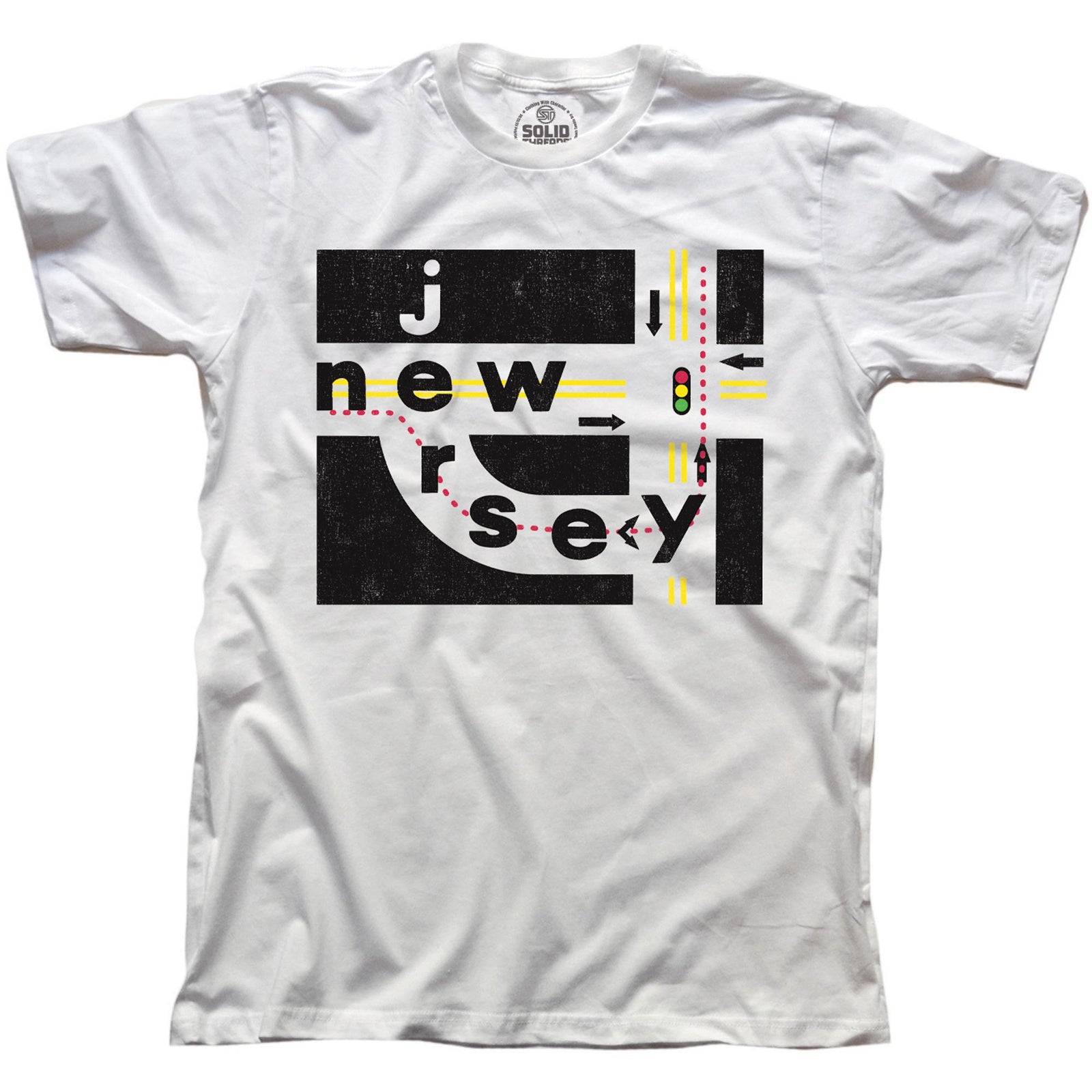 Men's Jersey Jughandle Funny Graphic T-Shirt | Vintage Nj Driving  Tee | Solid Threads