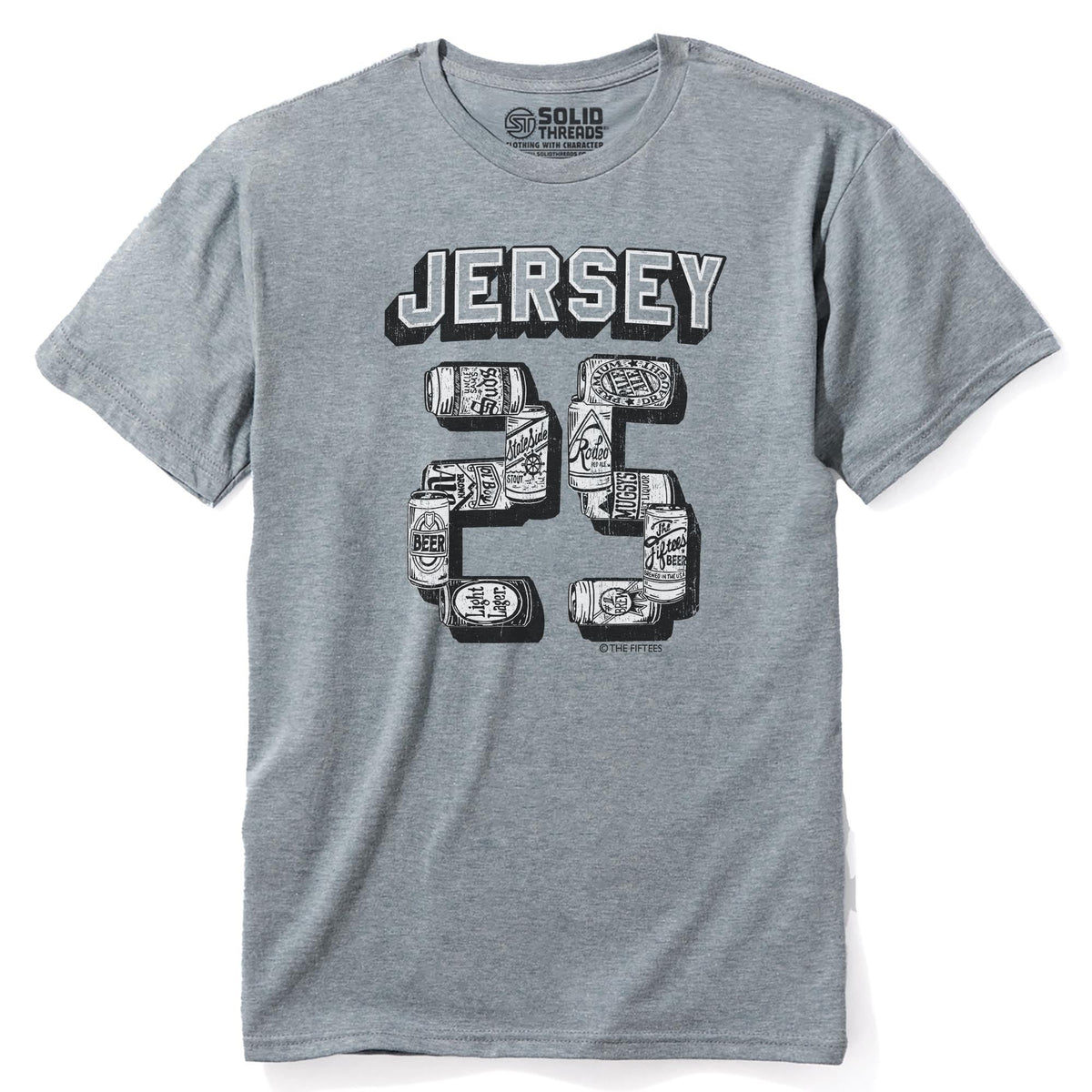 Nj Beer Cans Funny Staple T-shirt in Ash Heather - Front View