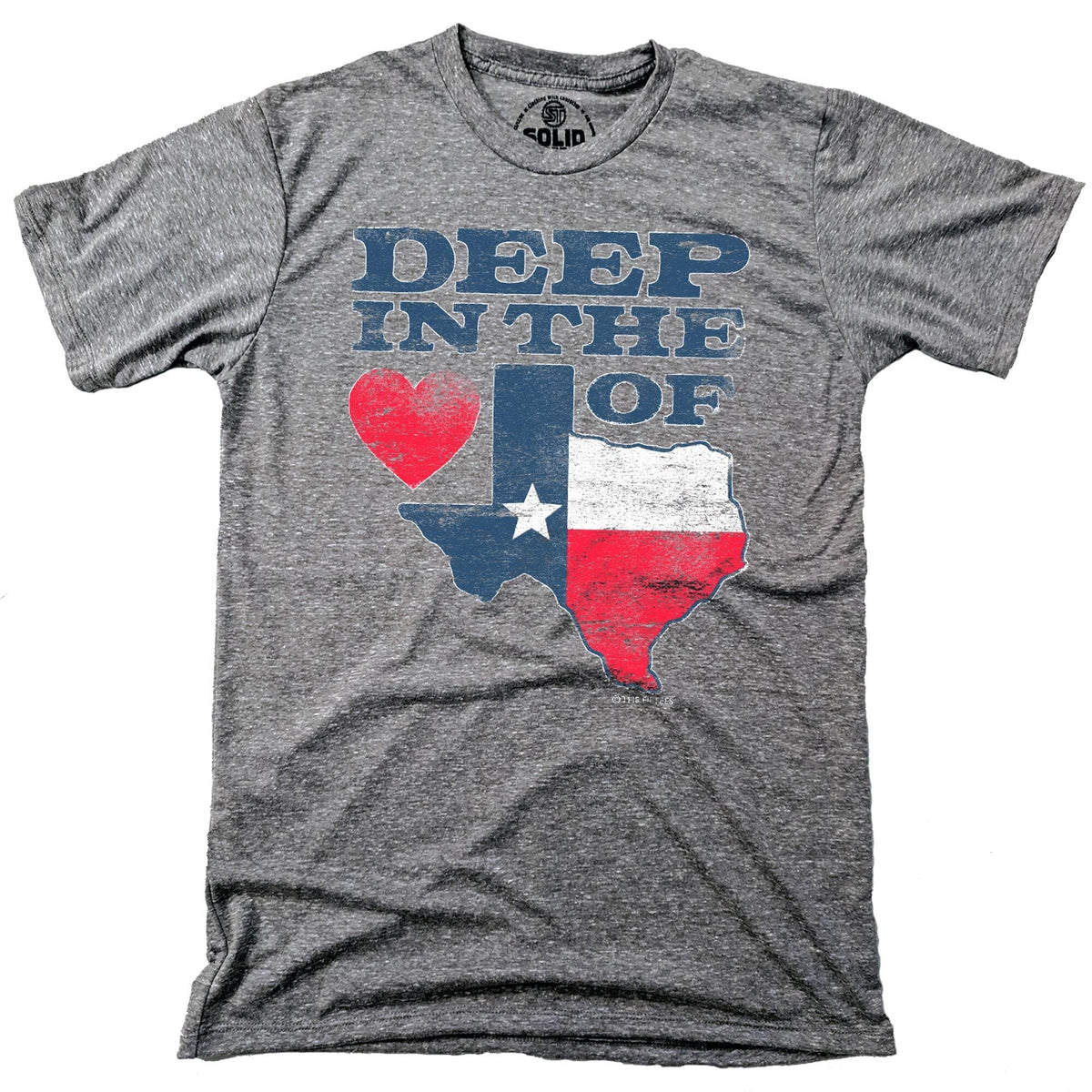 Men&#39;s Deep In The Heart Cool Graphic T-Shirt | Vintage Texas Lone Star Tee | Solid Threads