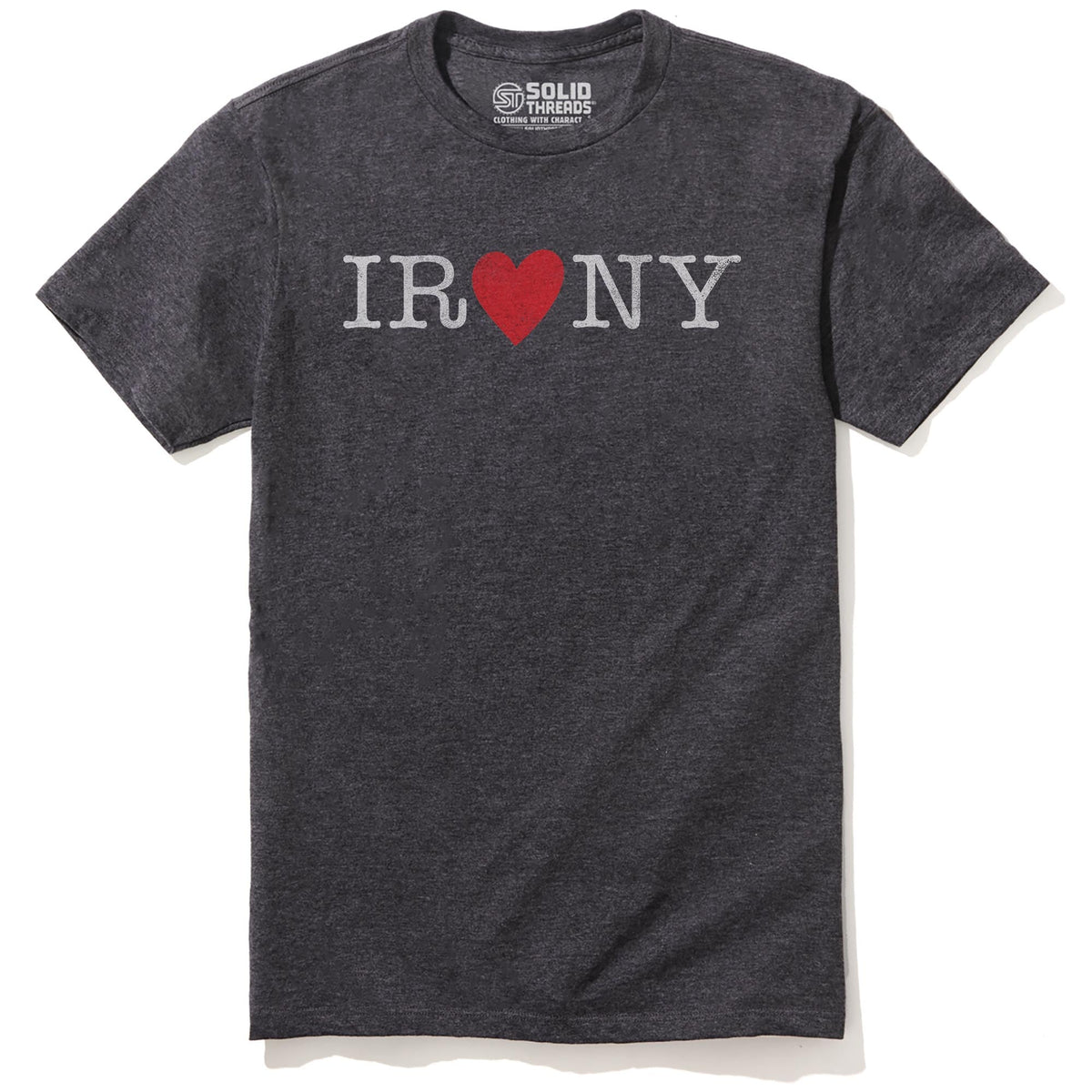 Nyc Irony Funny Staple T-shirt in Charcoal Heather - Front View