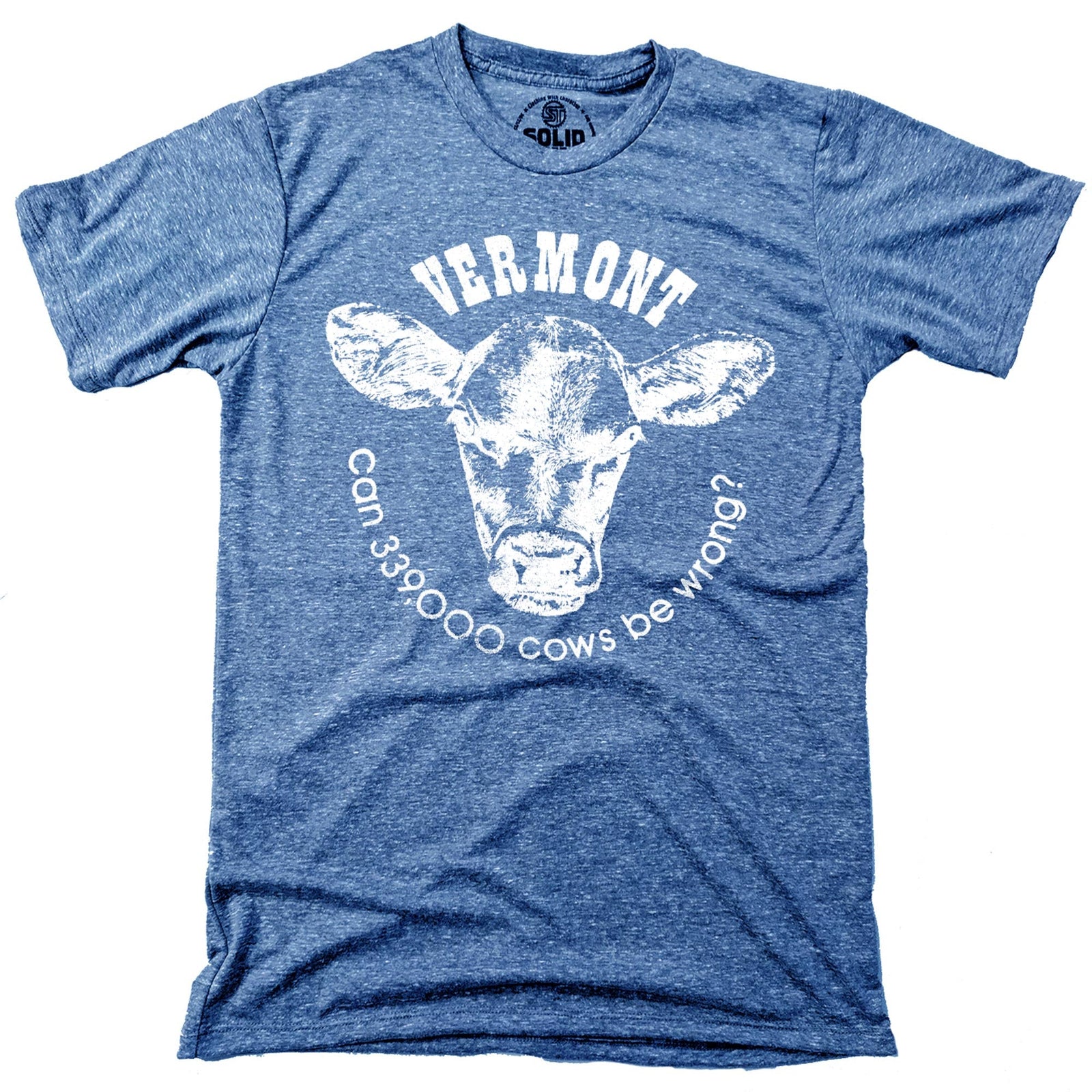 Men's Vermont Cows Funny Graphic T-Shirt | Vintage Vt Farm  Tee | Solid Threads