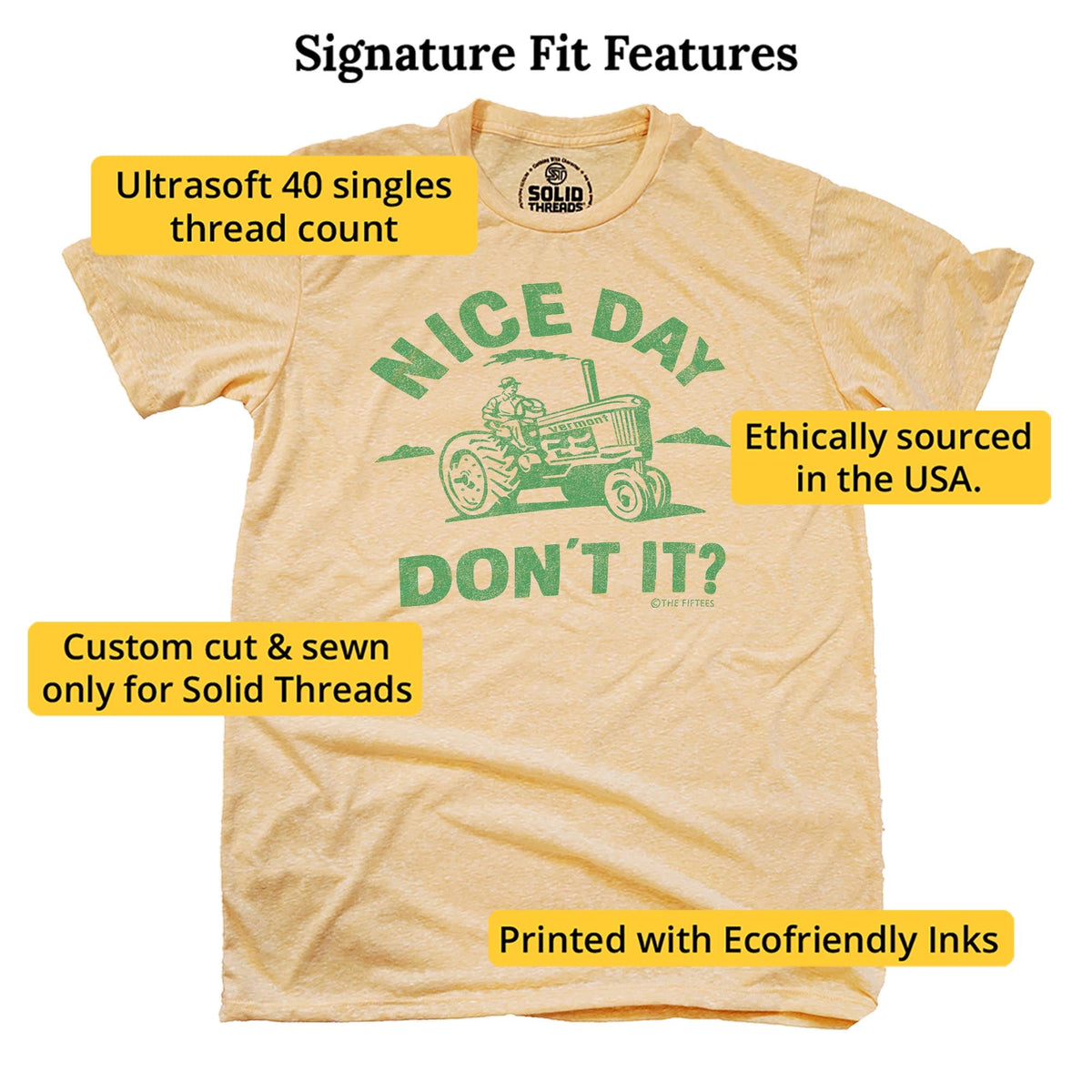 Nice Day Don't It Funny Signature T-shirt in Triblend Gold - Fit Attributes