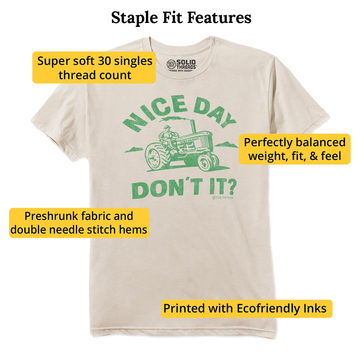 Nice Day Don't It Funny Staple T-shirt in Natural - Fit Attributes