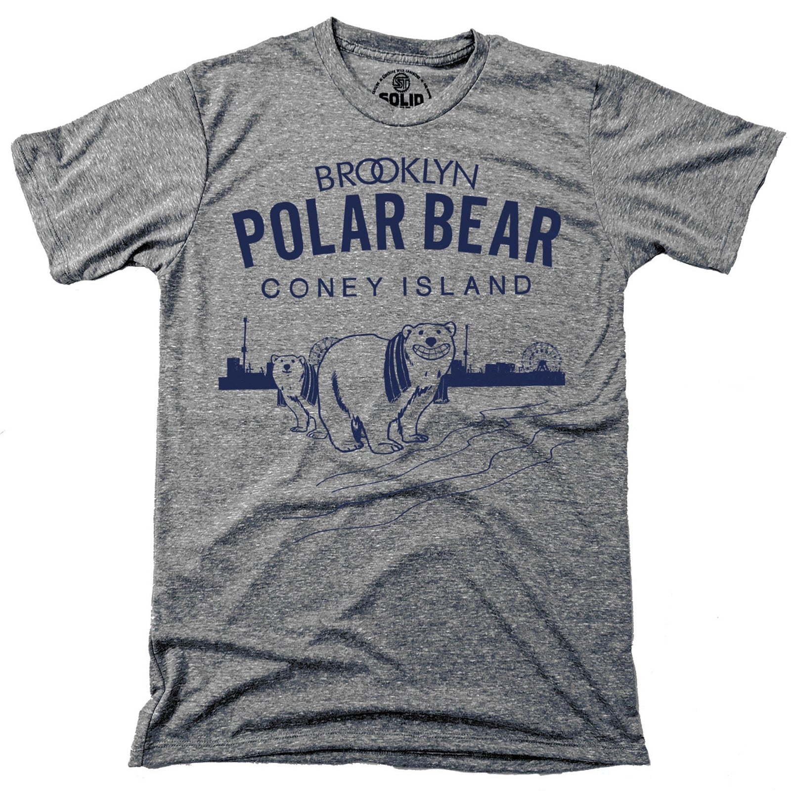 Men's Brooklyn Polar Bear Funny Graphic T-Shirt | Vintage New York Coney Island  Tee | Solid Threads