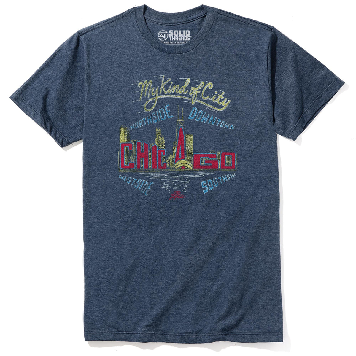 My Kind Of Town Chicago Cool Staple T-shirt in Navy Heather - Front View