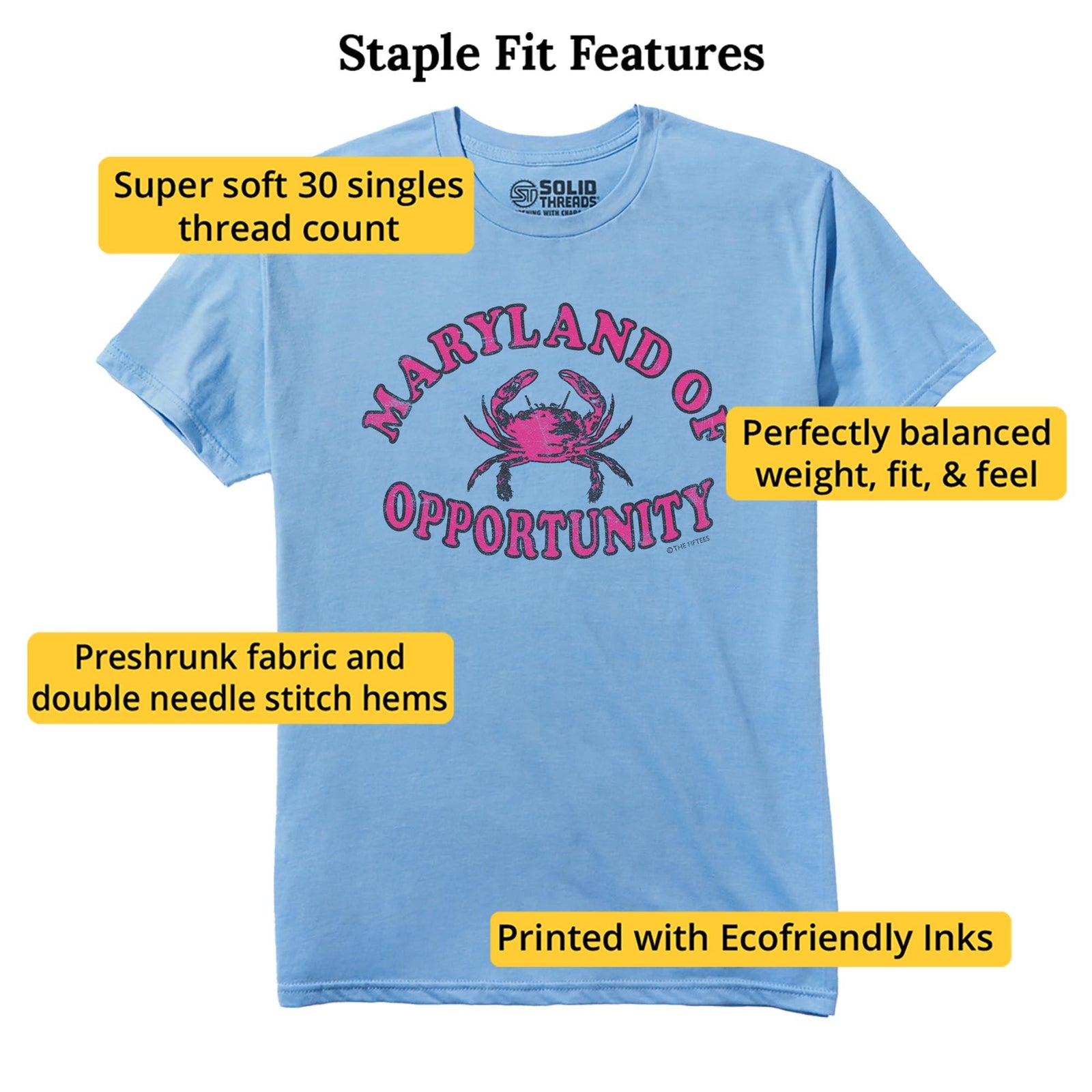 Maryland Opportunity Cool Staple T-shirt in Light Blue Heather - Fit Attributes