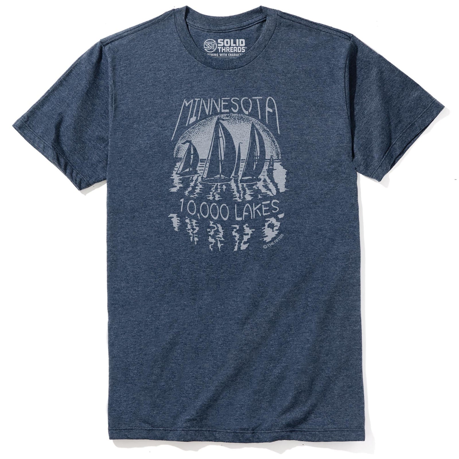 10k Lakes Cool Staple T-shirt in Navy Heather - Front View