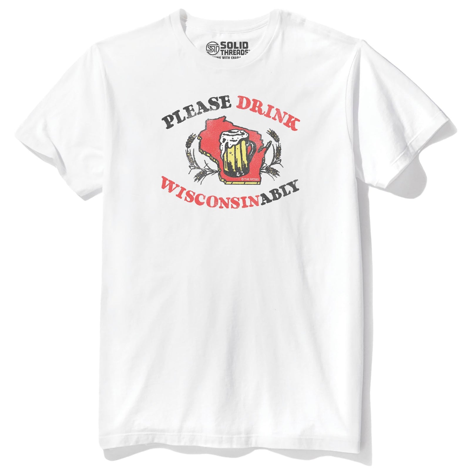 Drink Wisconsibly Funny Staple T-shirt in White - Front View