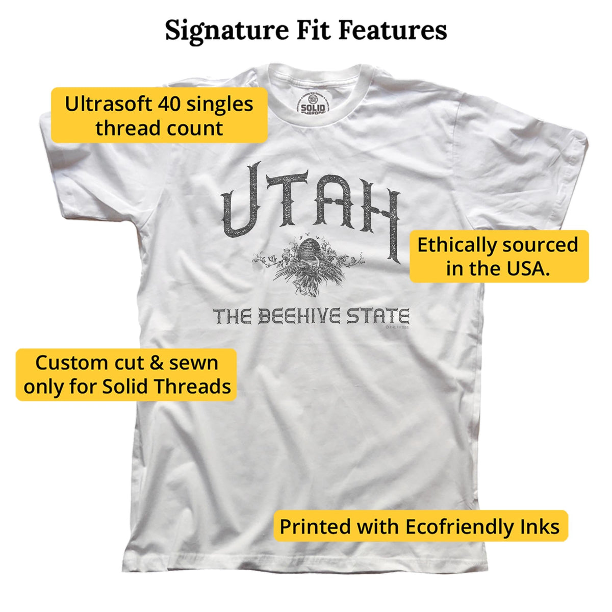 The Honeybee State Cool Signature T-shirt in White - Fit Attributes