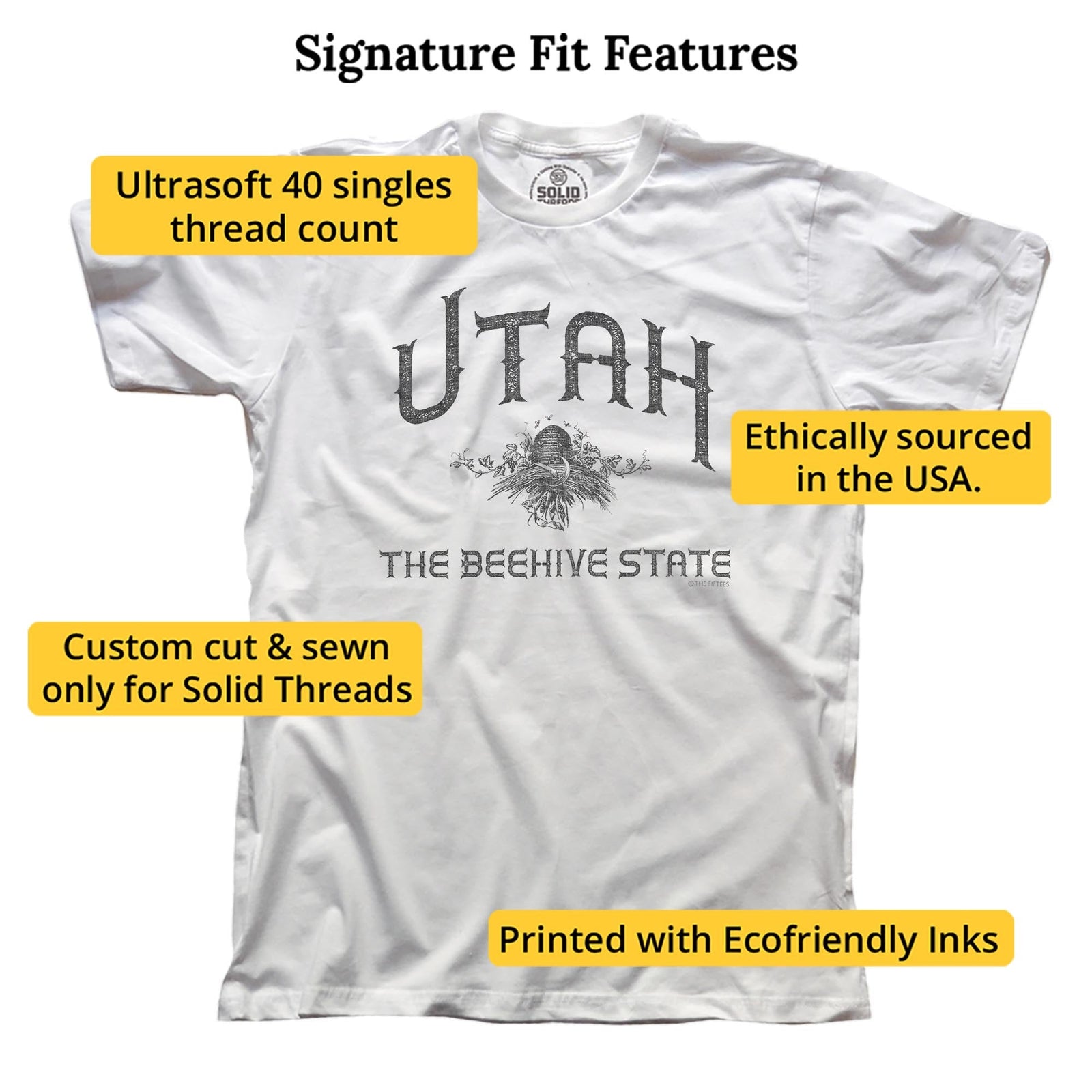 The Honeybee State Cool Signature T-shirt in White - Fit Attributes