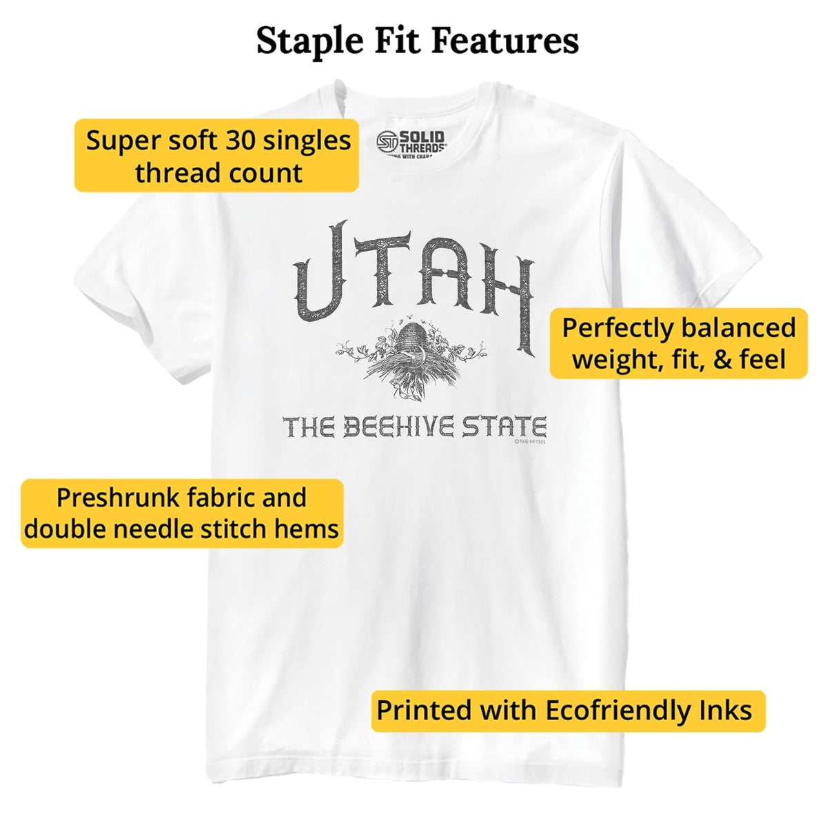 The Honeybee State Cool Staple T-shirt in White - Fit Attributes