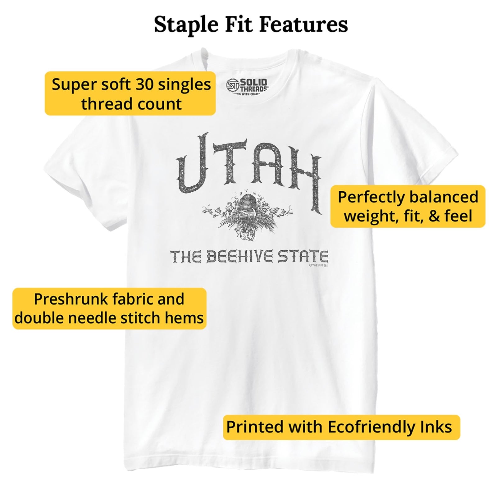 The Honeybee State Cool Staple T-shirt in White - Fit Attributes